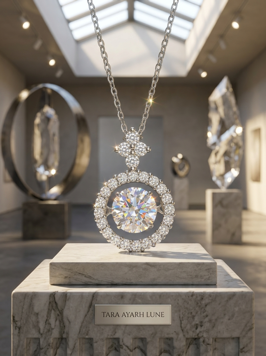 "High-speed TARA AYARH LUNE website interface optimized for under 2-second loading, featuring the MSD.003 Aether Deer and 3.01ct IGI certified lab diamond for a seamless sanctuary experience