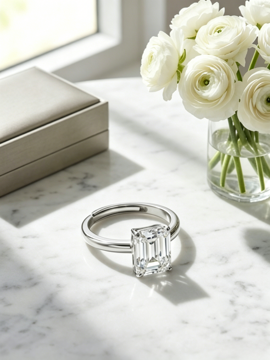 MSR.370 Modern Heritage | 7x9mm Emerald-Cut Moissanite Ring | TARA AYARH LUNE