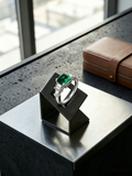 MSR.343Go7# Verdant Asscher Statement Ring | Art Deco Inspired Three-Stone Design | TARA AYARH LUNE