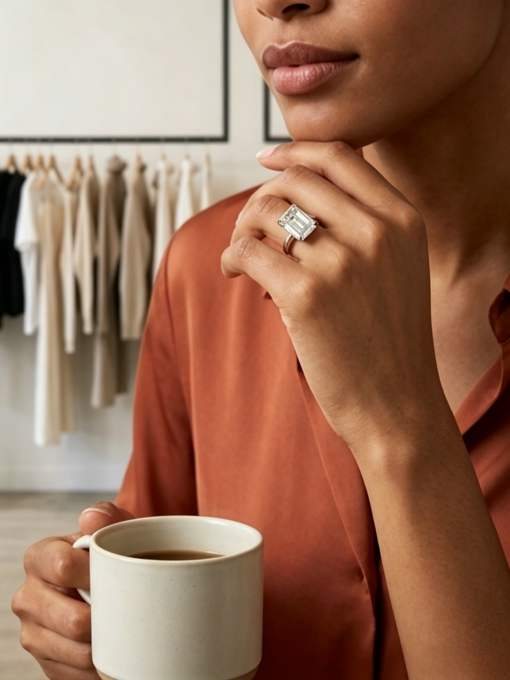 MSR.370 Modern Heritage | 7x9mm Emerald-Cut Moissanite Ring | TARA AYARH LUNE