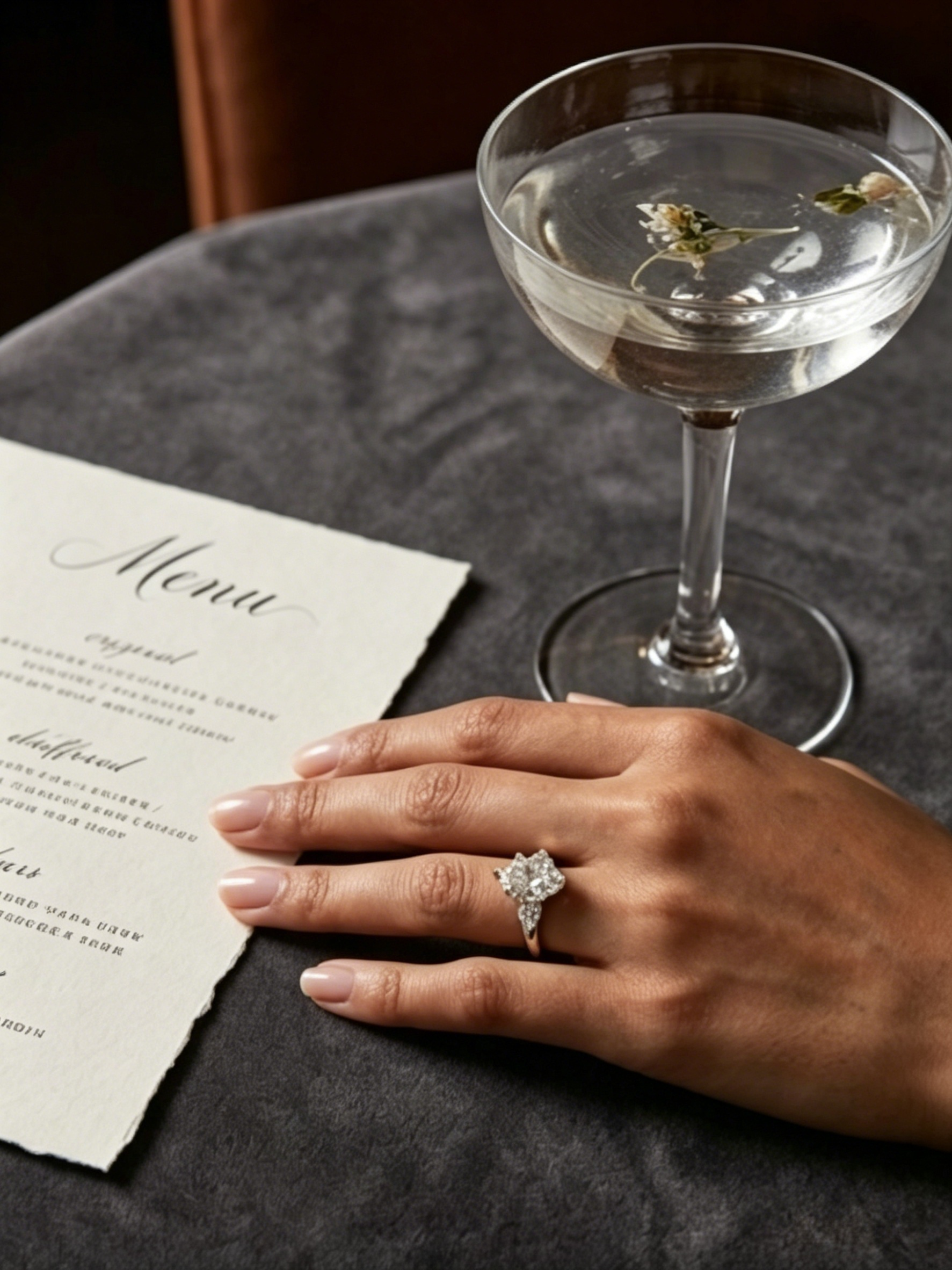 MSR.374 Majestic Pear Statement Ring | 7x10mm Moissanite Trinity Design | TARA AYARH LUNE