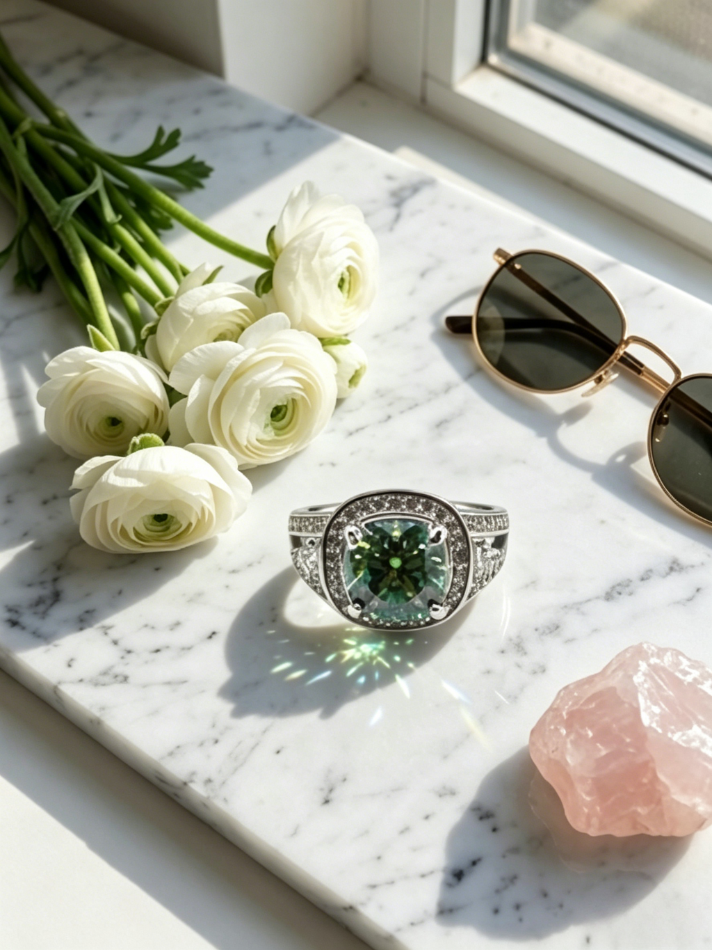 MSR.416 The "Star of Hope" Series | 2.5ct Cushion-Cut Moissanite Statement Ring - Cosmic Color Duo