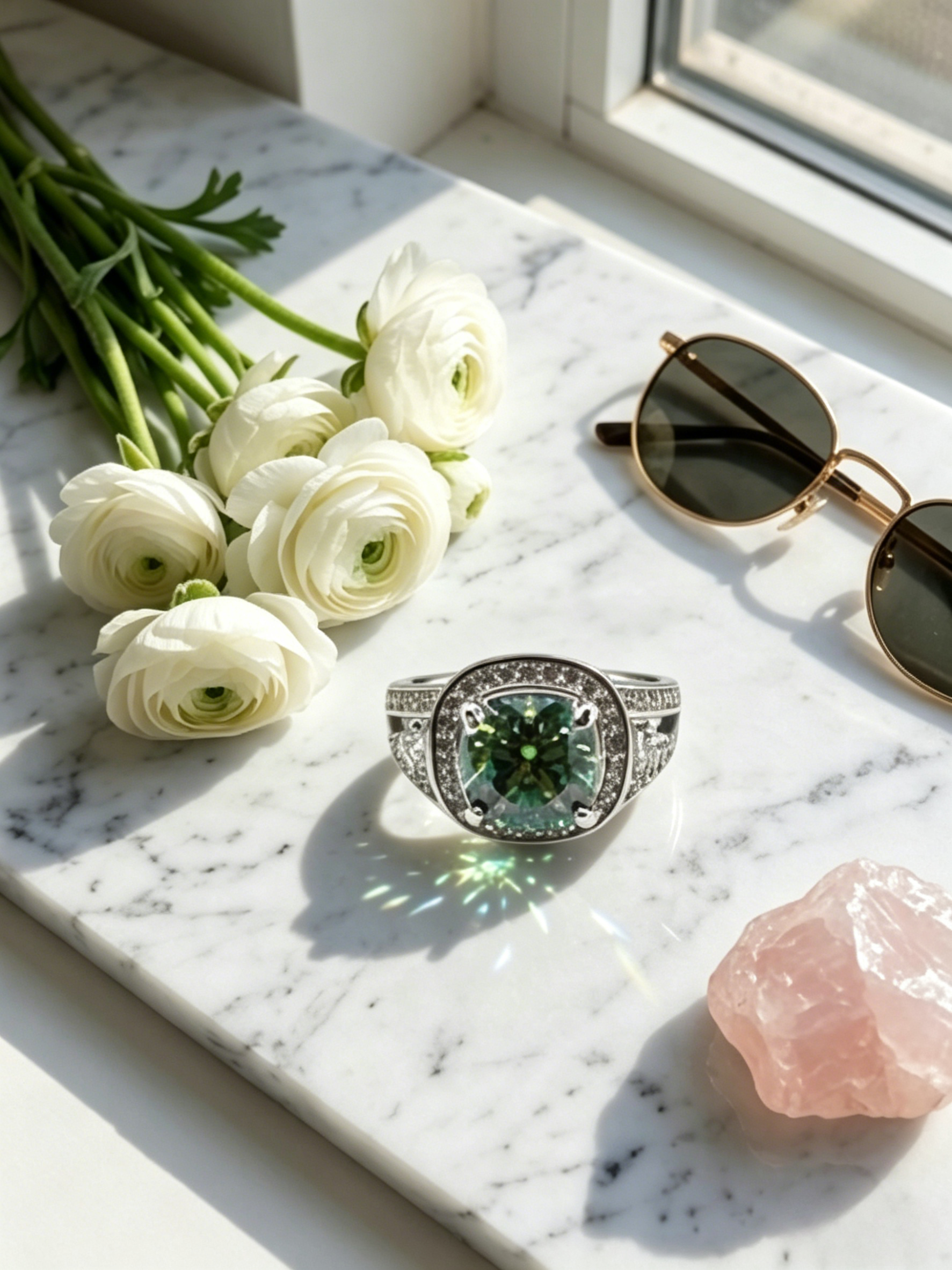 MSR.416 The "Star of Hope" Series | 2.5ct Cushion-Cut Moissanite Statement Ring - Cosmic Color Duo