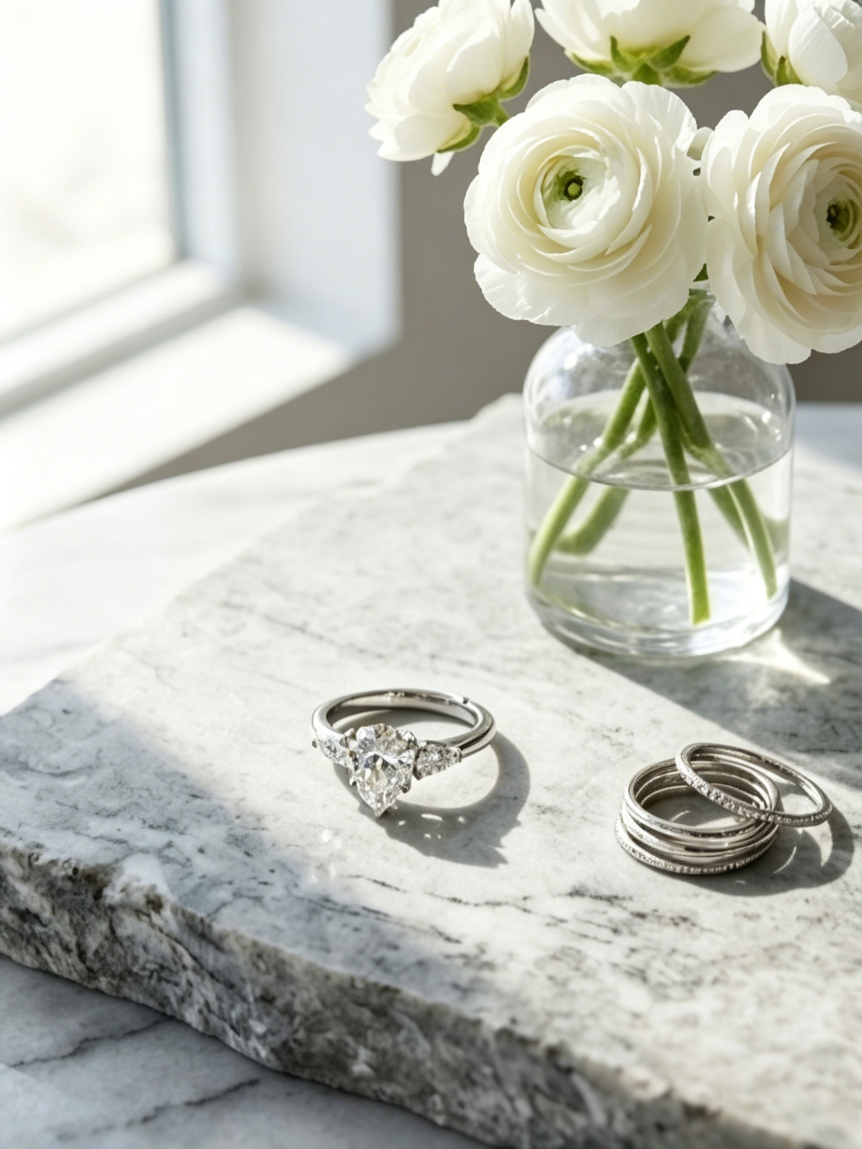 MSR.374 Majestic Pear Statement Ring | 7x10mm Moissanite Trinity Design | TARA AYARH LUNE