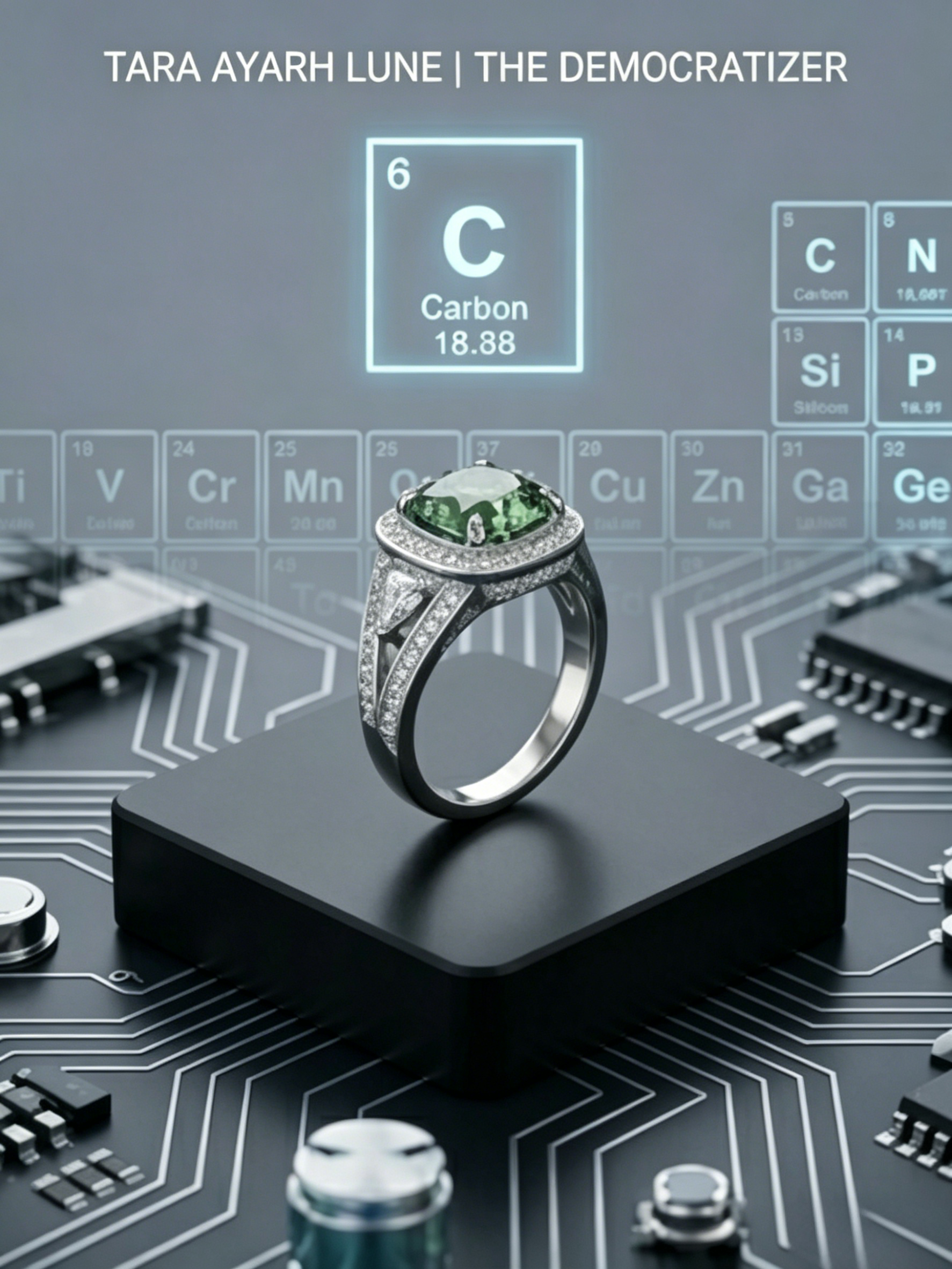 MSR.419 The "Titan" Shield Series | 5ct Elongated Cushion Moissanite Ring - High-Definition Color Duo