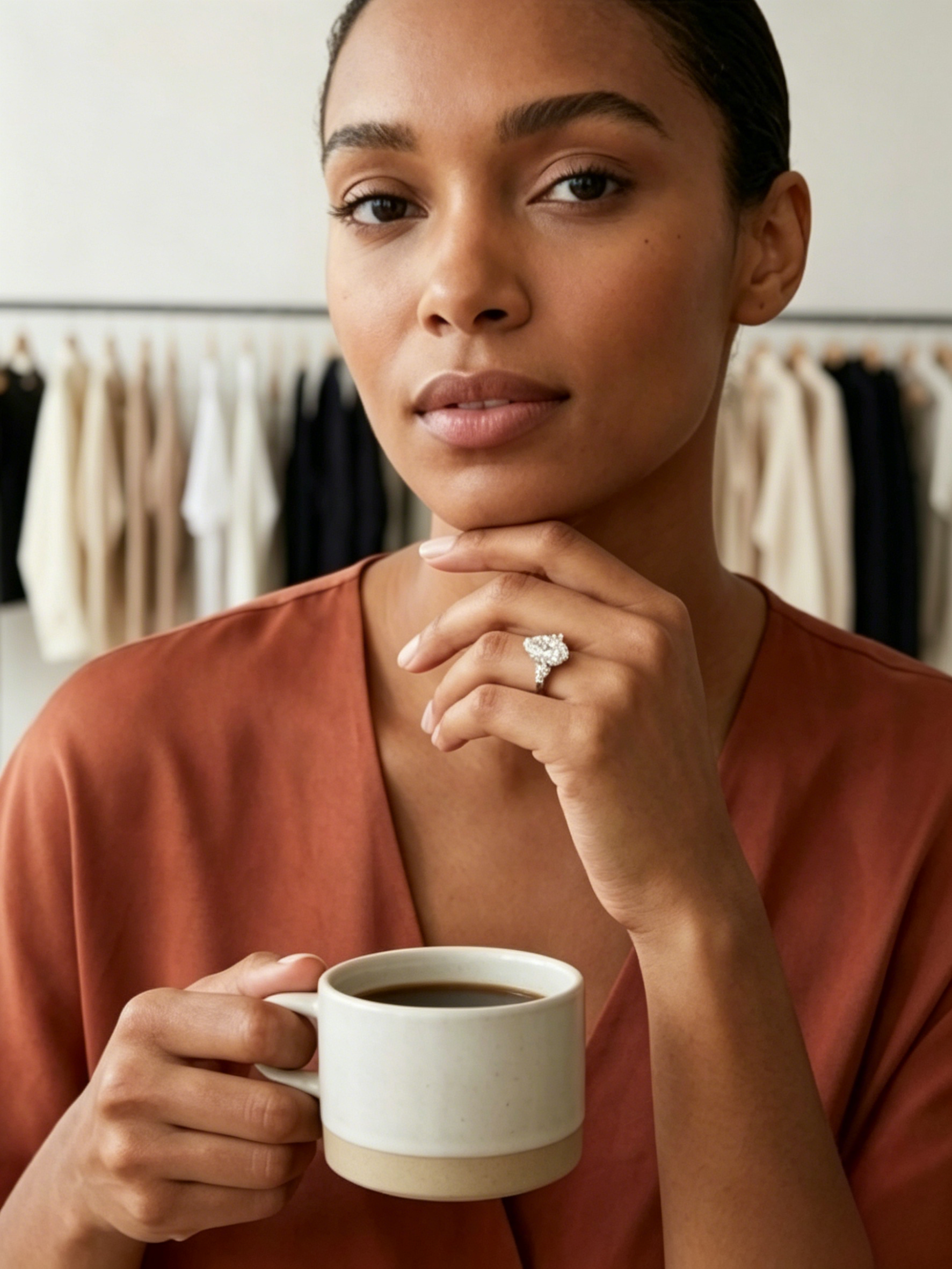 MSR.374 Majestic Pear Statement Ring | 7x10mm Moissanite Trinity Design | TARA AYARH LUNE