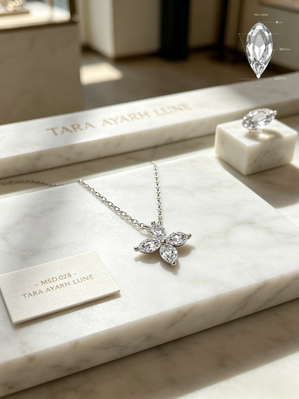 MSD.028|The "Botanical Aura" Pendant | Quad-Marquise Lab-Grown Moissanite in Sterling Silver