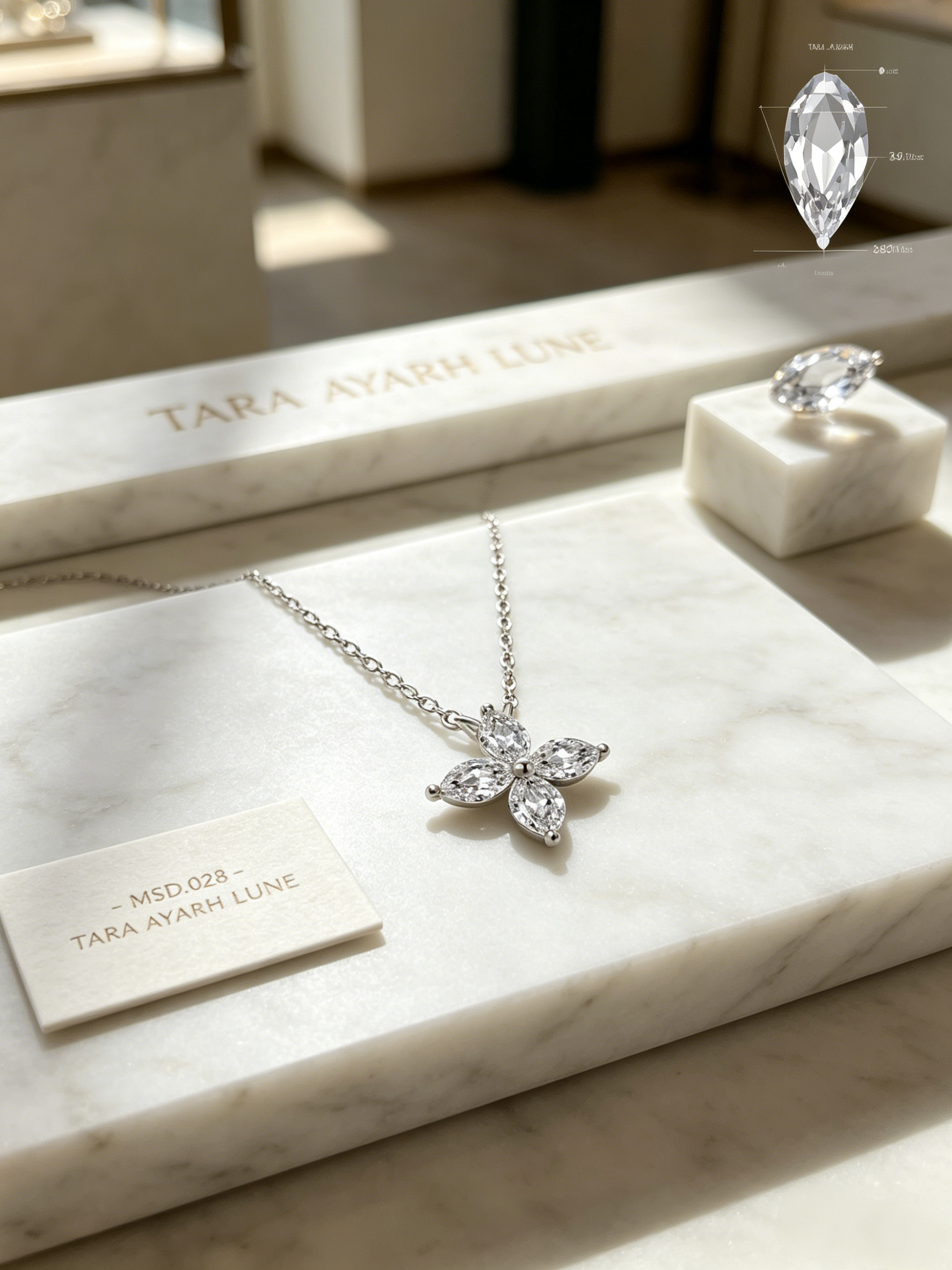 MSD.028|The "Botanical Aura" Pendant | Quad-Marquise Lab-Grown Moissanite in Sterling Silver