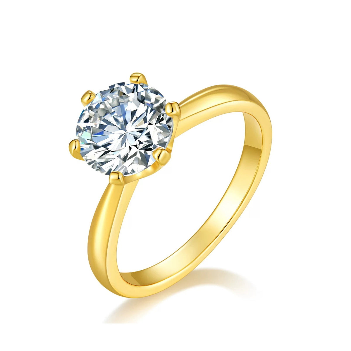 AppletreesAndHeart™ | [六度] 金刚座 - 2克拉六爪金莫桑石戒指 | [Liu Du] The Golden Throne - 2ct Six-Prong Gold Moissanite Ring