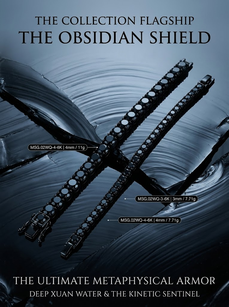 (MSG.02WQ-3-6K Series)The Obsidian Shield Black-Plated Moissanite Tennis Bracelet