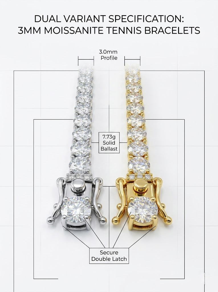 The Sovereign Oracle 3mm Moissanite 6-Inch Tennis Bracelet (MSG.02WQ-3-6 Series)