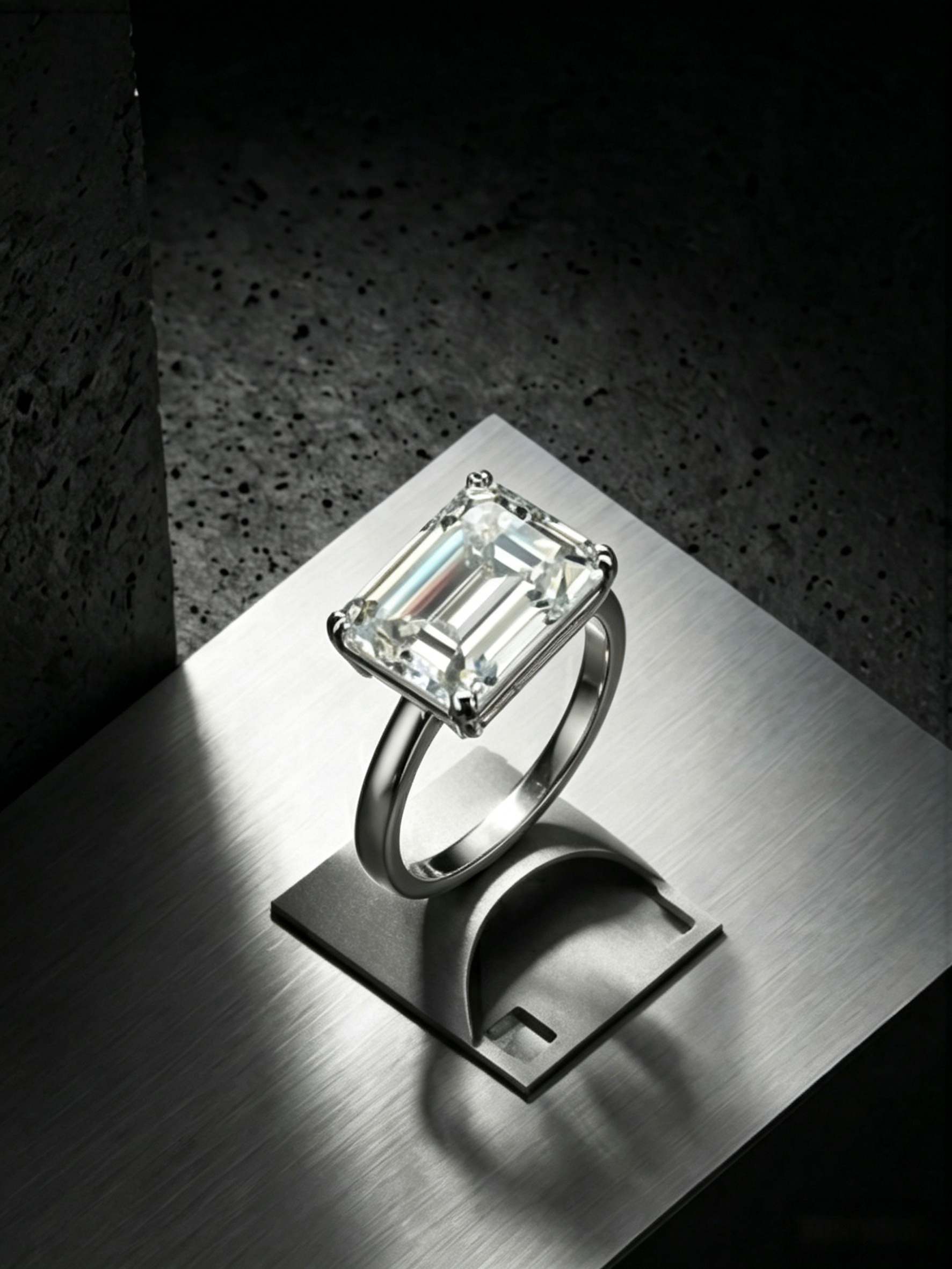 MSR.380 Sovereign Emerald-Cut Ring | 9x11mm Moissanite Solitaire | TARA AYARH LUNE