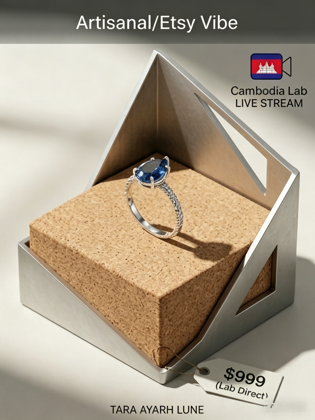 MSR.421 The "Midnight Dew" Pear-Cut Ring | 4ct Deep-Sea Blue Moissanite Statement Piece - Lab Direct Edition