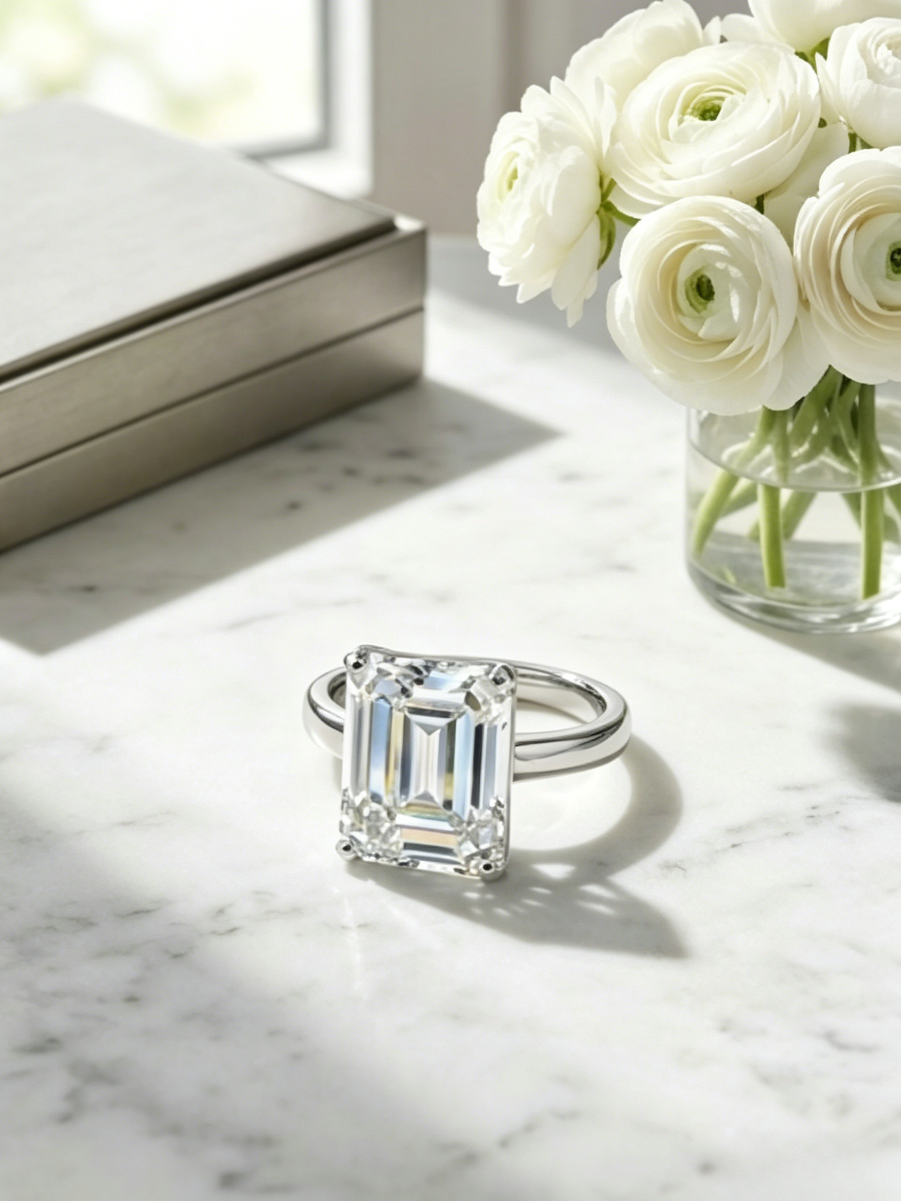 MSR.380 Sovereign Emerald-Cut Ring | 9x11mm Moissanite Solitaire | TARA AYARH LUNE