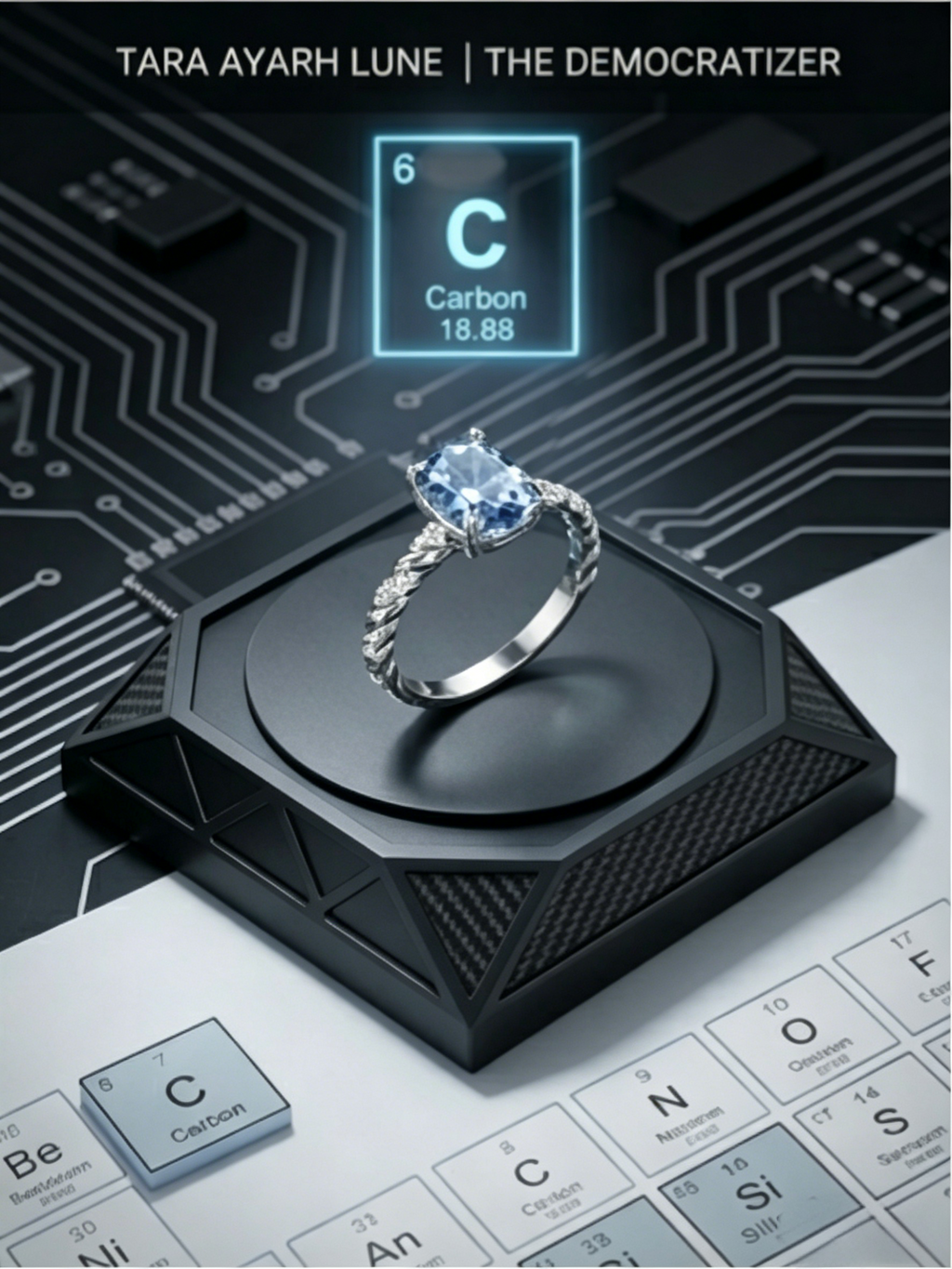 MSR.421 The "Midnight Dew" Pear-Cut Ring | 4ct Deep-Sea Blue Moissanite Statement Piece - Lab Direct Edition