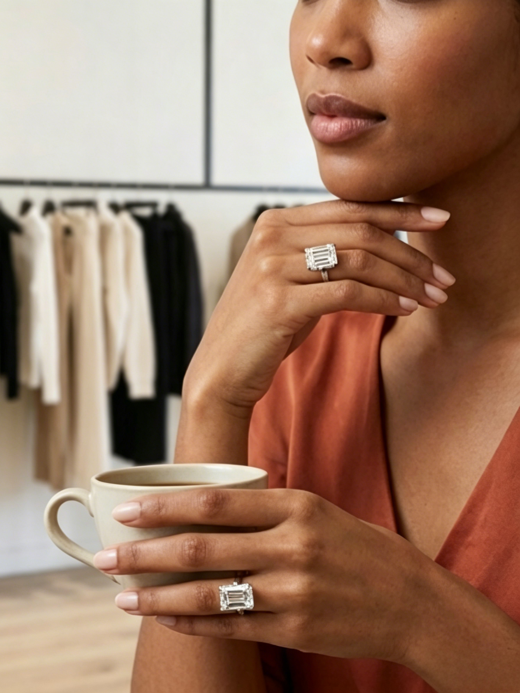 MSR.380 Sovereign Emerald-Cut Ring | 9x11mm Moissanite Solitaire | TARA AYARH LUNE