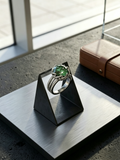 MSR.351Go7# Stellar Brilliance Ring | 9mm Forest Green Moissanite | Triple-Row Interwoven Band