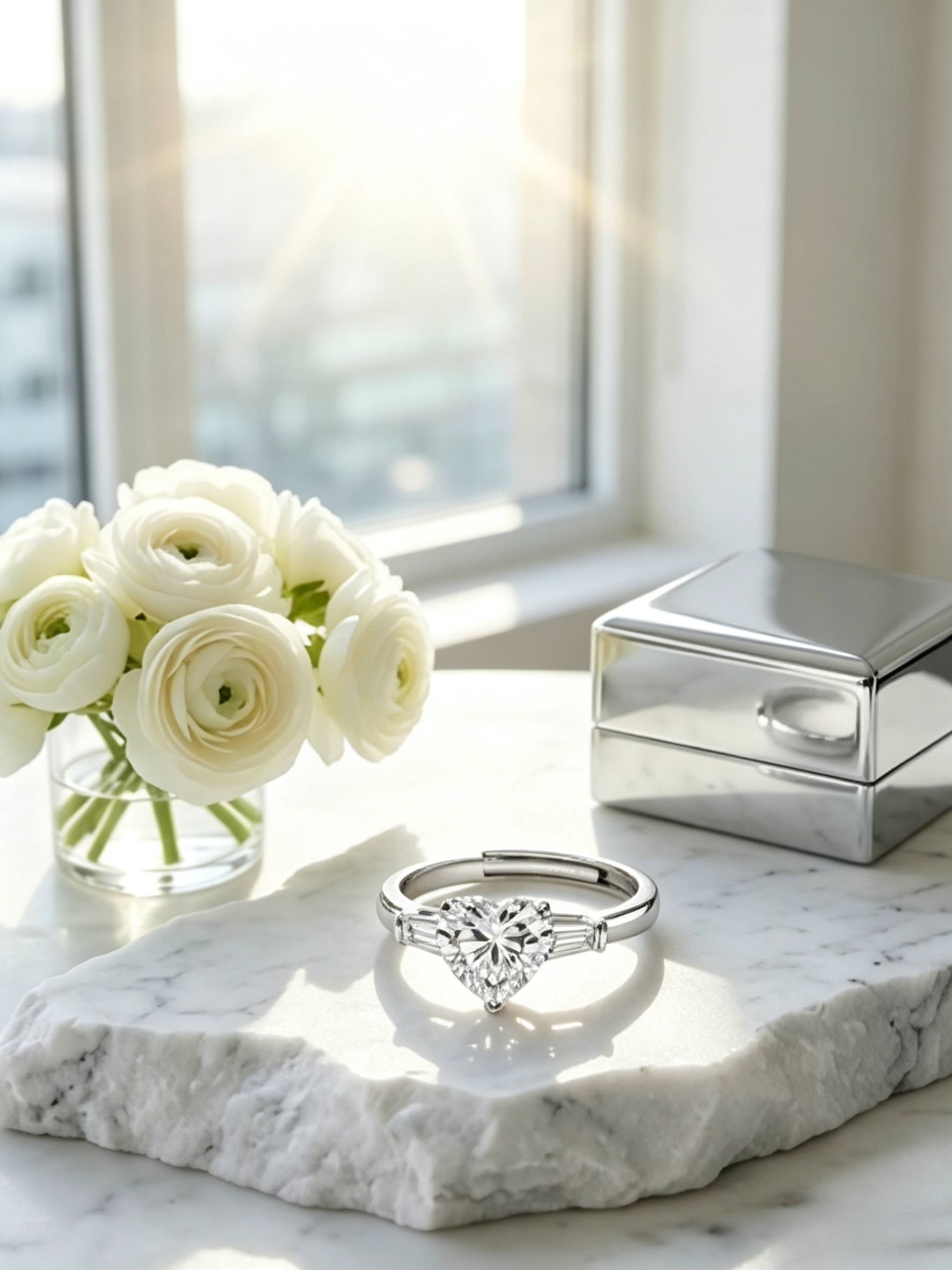 MSR.383 Romantic Heritage Ring | 8.0mm Heart Moissanite with Elegant Side Accents | TARA AYARH LUNE