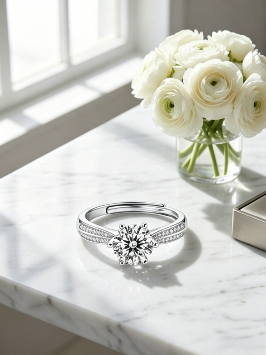 MSR.022 Elegant Solitaire Series | 8.0mm Round Moissanite with Micropavé Shank | TARA AYARH LUNE