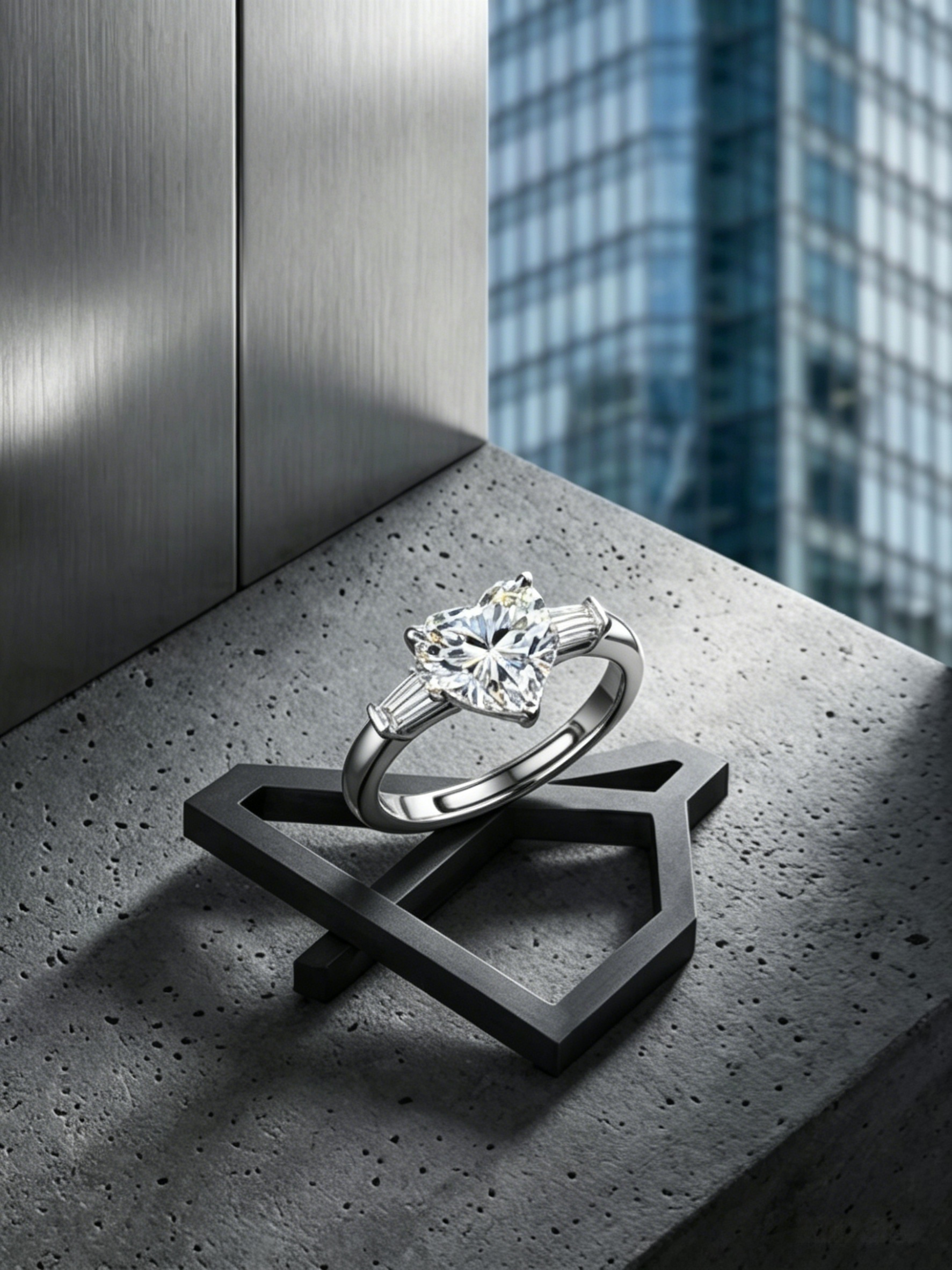 MSR.383 Romantic Heritage Ring | 8.0mm Heart Moissanite with Elegant Side Accents | TARA AYARH LUNE