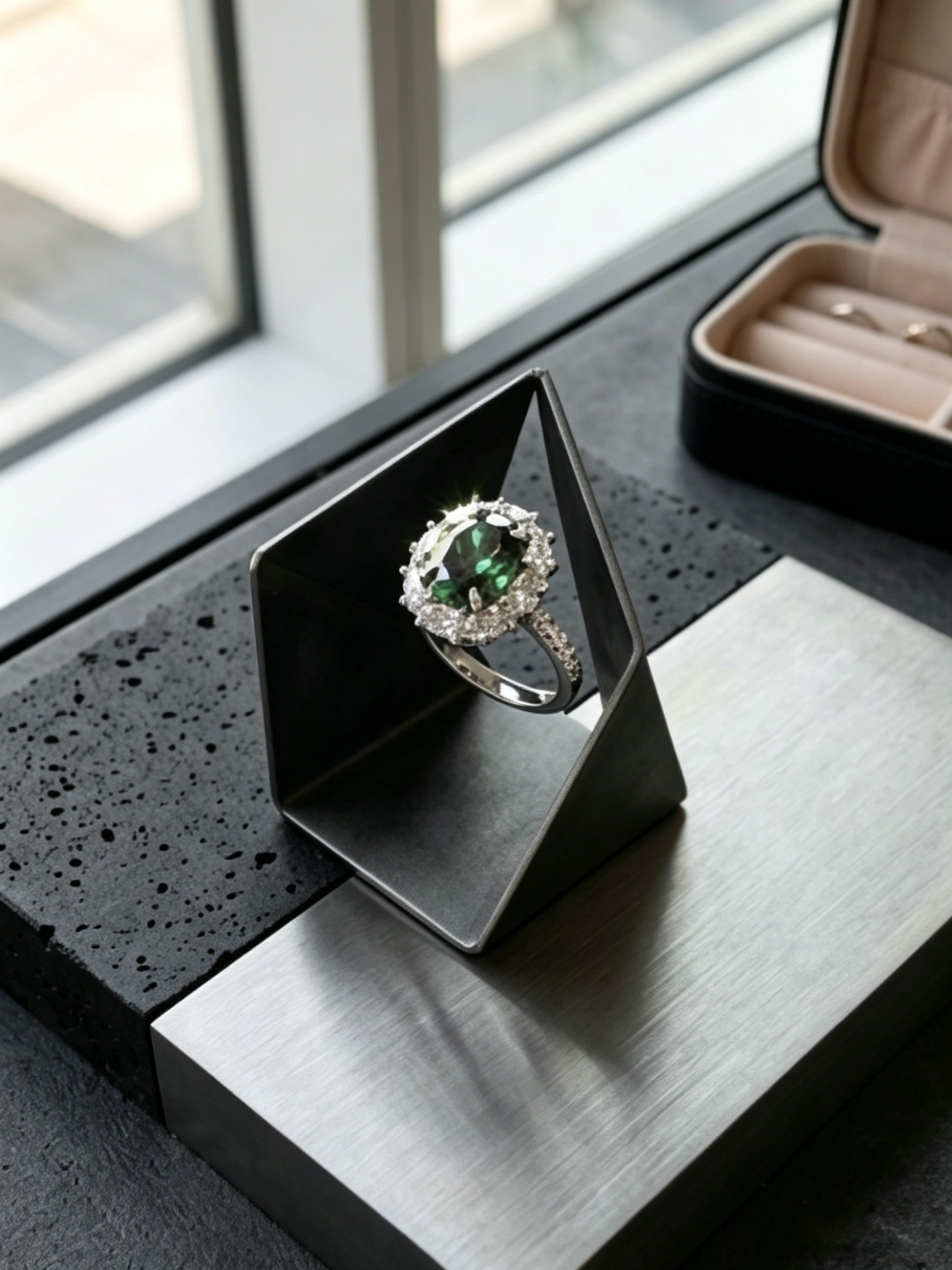 MSR.355 Series | 7x9mm Oval Statement Ring | Deep Azure Blue & Verdant Green