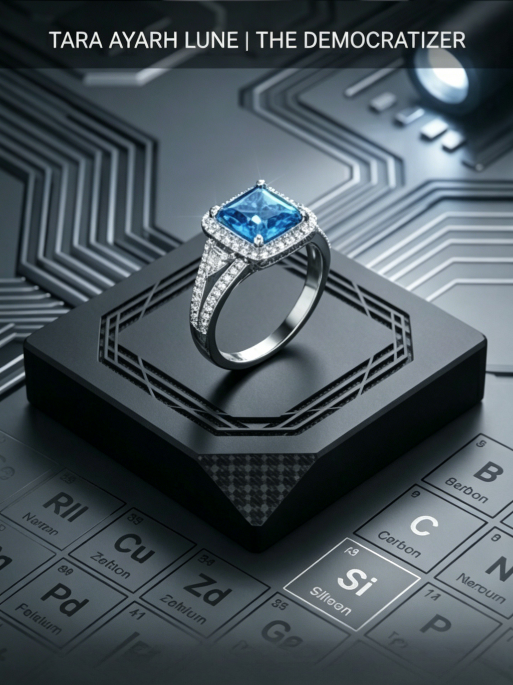 MSR.424 The "Cyber-Glow" Princess Series | 3ct Square-Cut Moissanite Halo Ring - Scientific Brilliance Trio