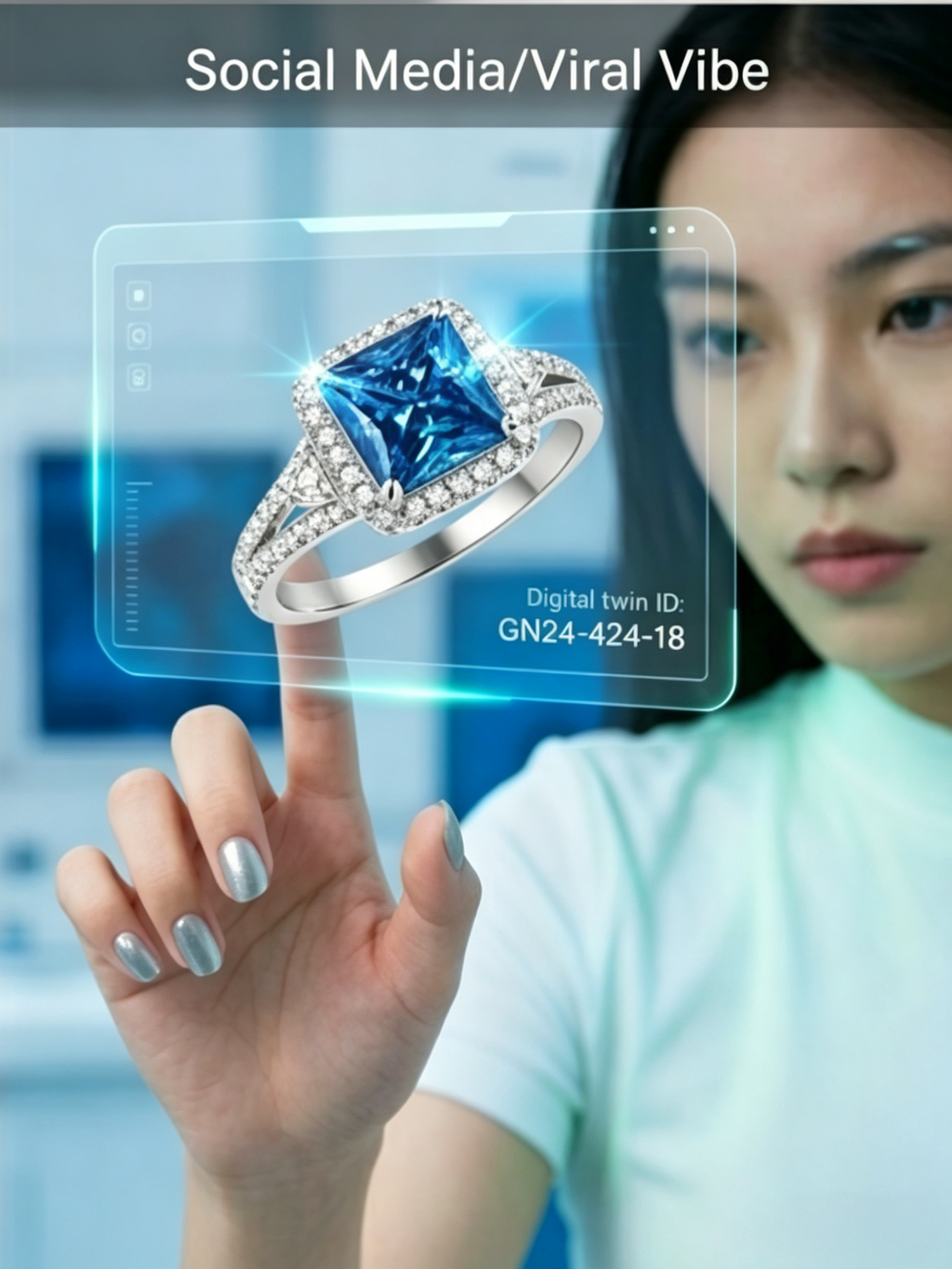 MSR.424 The "Cyber-Glow" Princess Series | 3ct Square-Cut Moissanite Halo Ring - Scientific Brilliance Trio