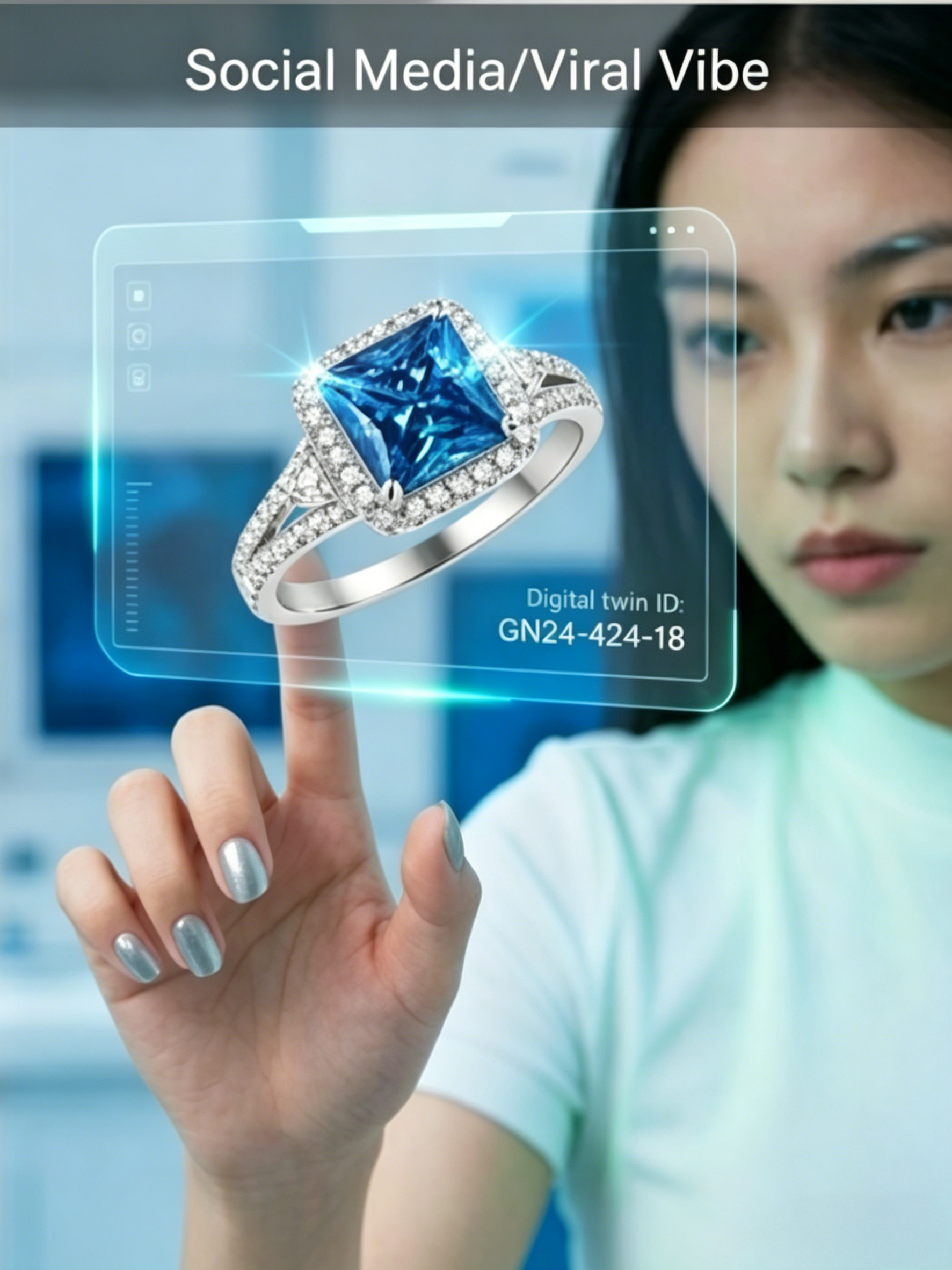 MSR.424 The "Cyber-Glow" Princess Series | 3ct Square-Cut Moissanite Halo Ring - Scientific Brilliance Trio
