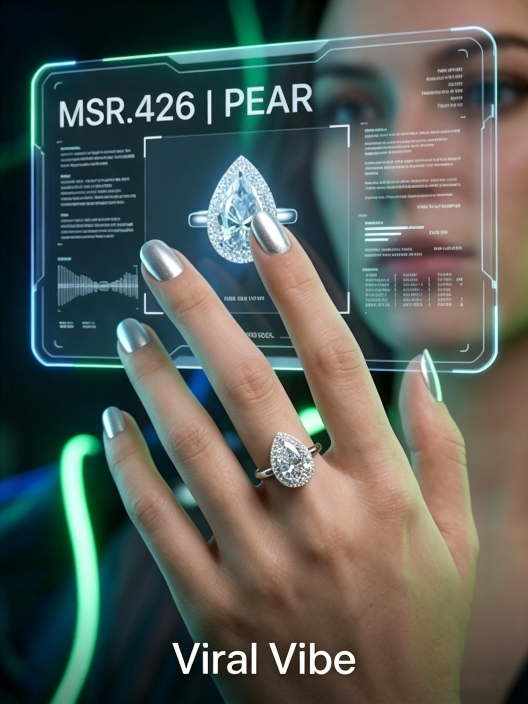MSR.426 The "Goddess Teardrop" Series | 4ct Pear-Cut Moissanite Double Halo Ring - High-Definition Radiance Trio