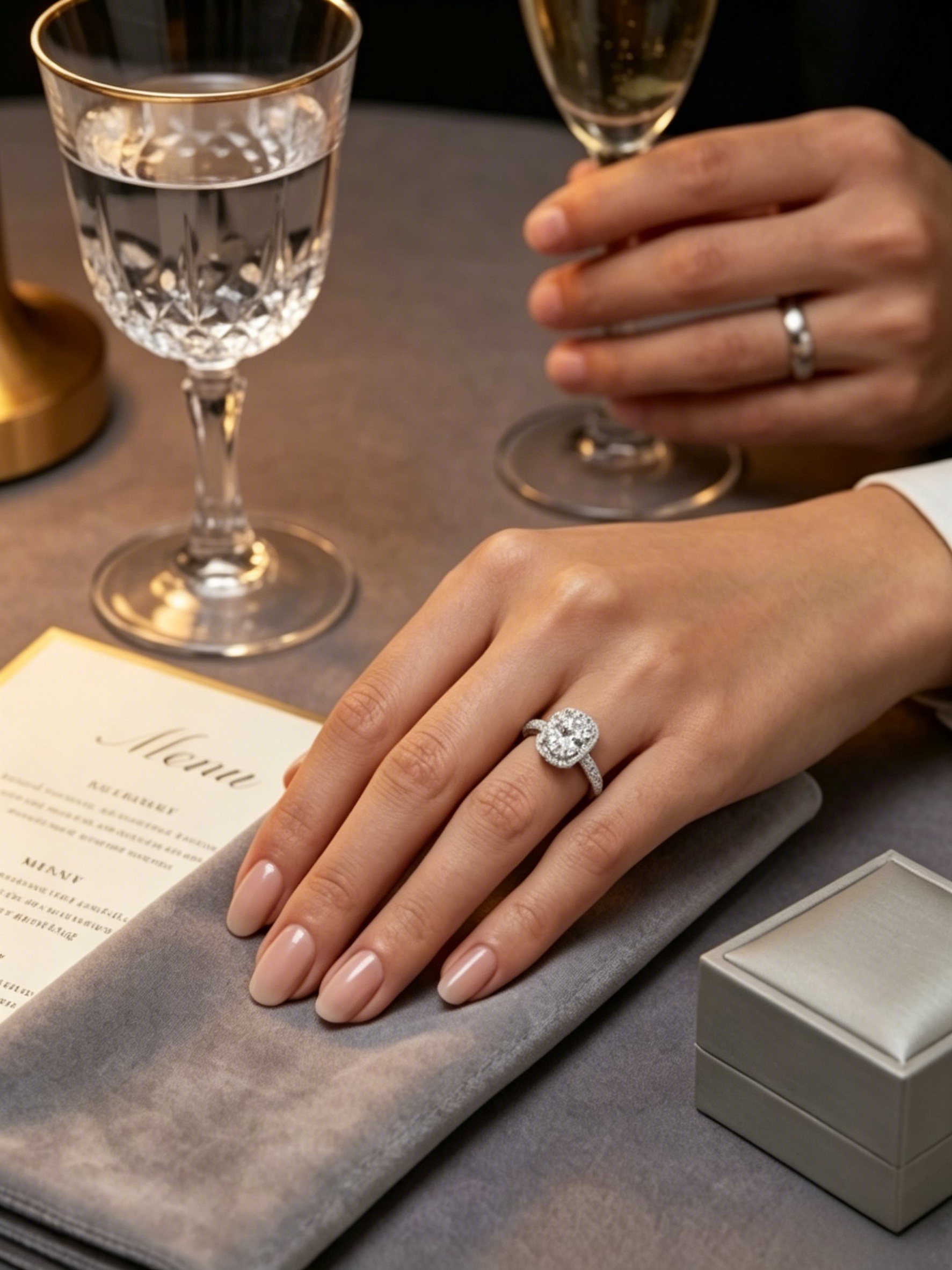 MSR.031 "The One" Halo Solitaire | 6.5mm Round Moissanite in a Geometric Frame | TARA AYARH LUNE