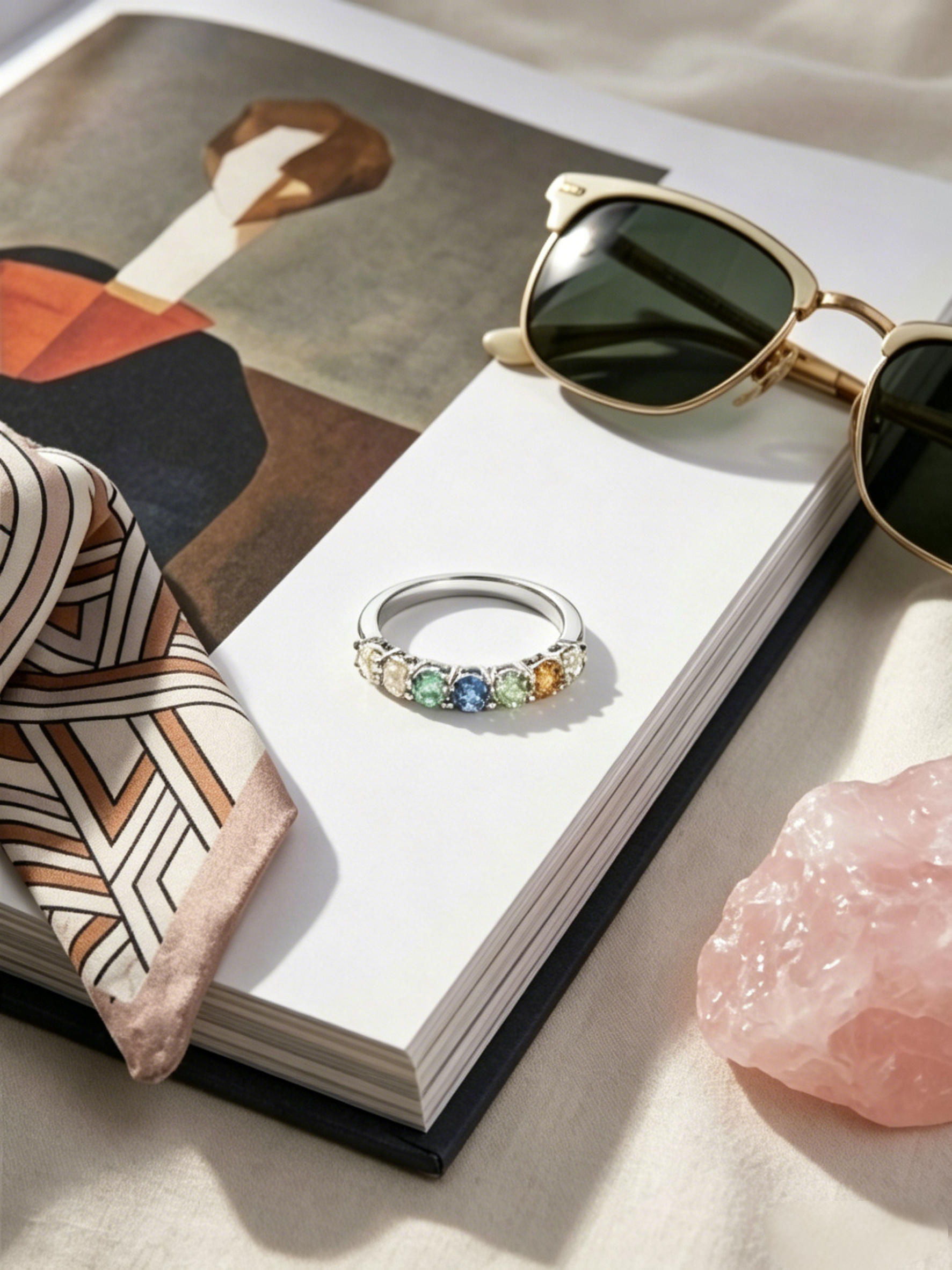 MSR.056Co7# Prism Statement Ring | Multi-Color Round-Cut Moissanite | TARA AYARH LUNE
