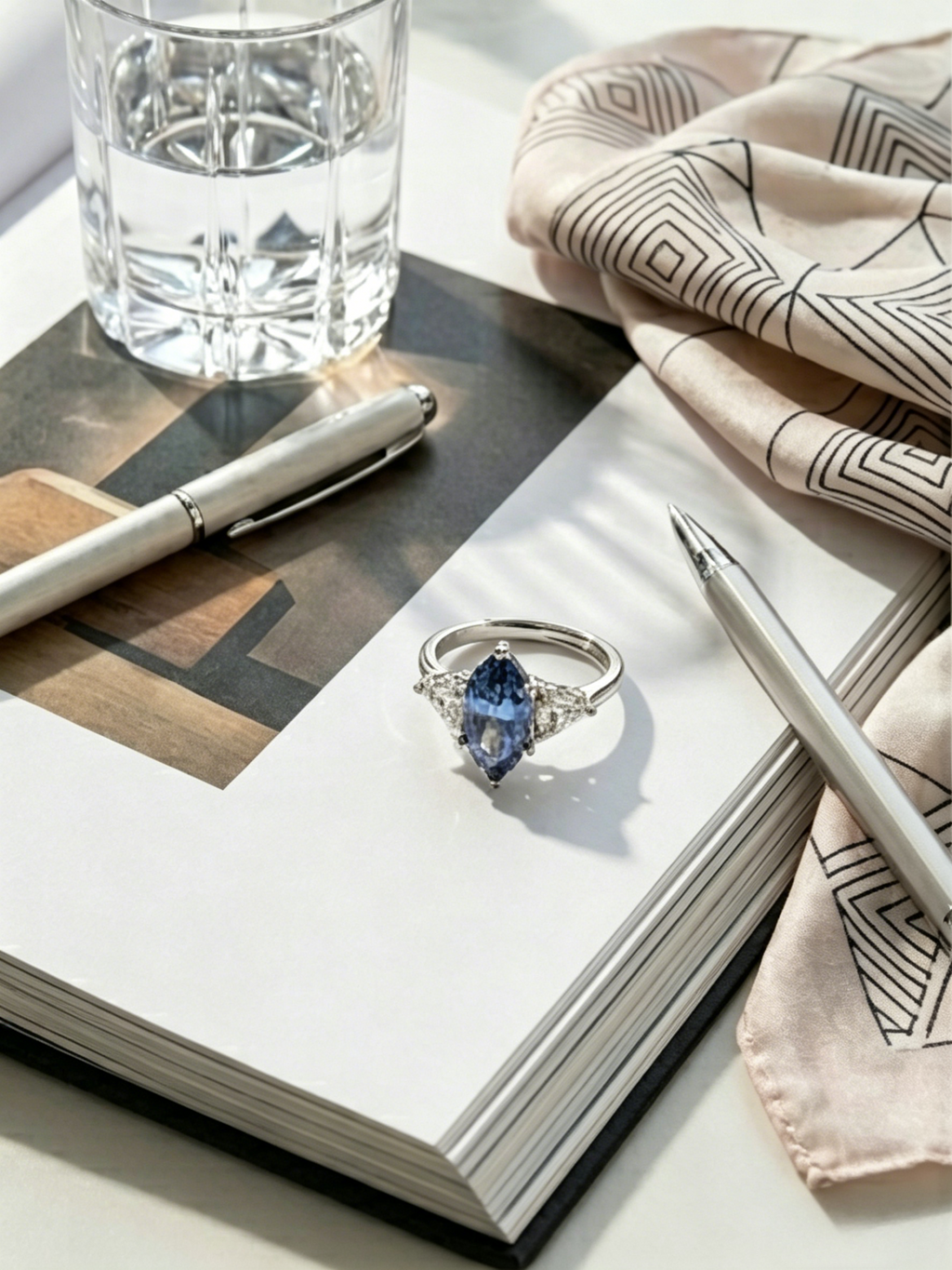 MSR.386 Series | 5x10mm Marquise Statement Ring | Midnight Azure Solitaire | TARA AYARH LUNE