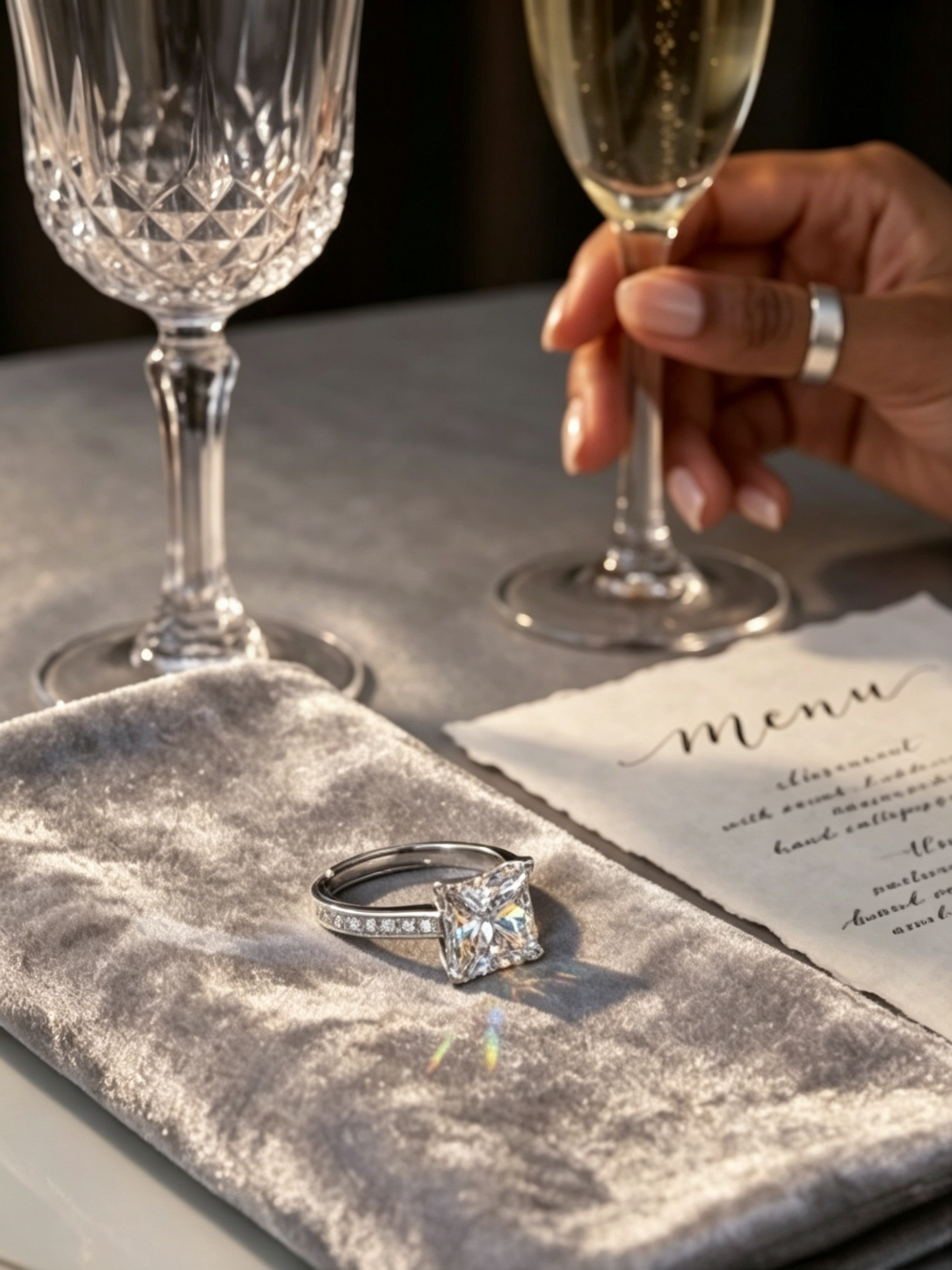 MSR.044 Modern Princess Solitaire | 7.0mm Square Moissanite with Micropavé Shank | TARA AYARH LUNE