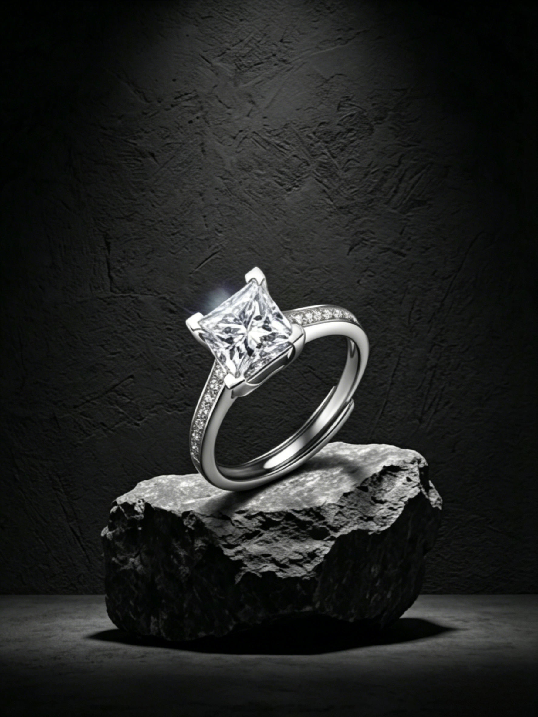 MSR.044 Modern Princess Solitaire | 7.0mm Square Moissanite with Micropavé Shank | TARA AYARH LUNE