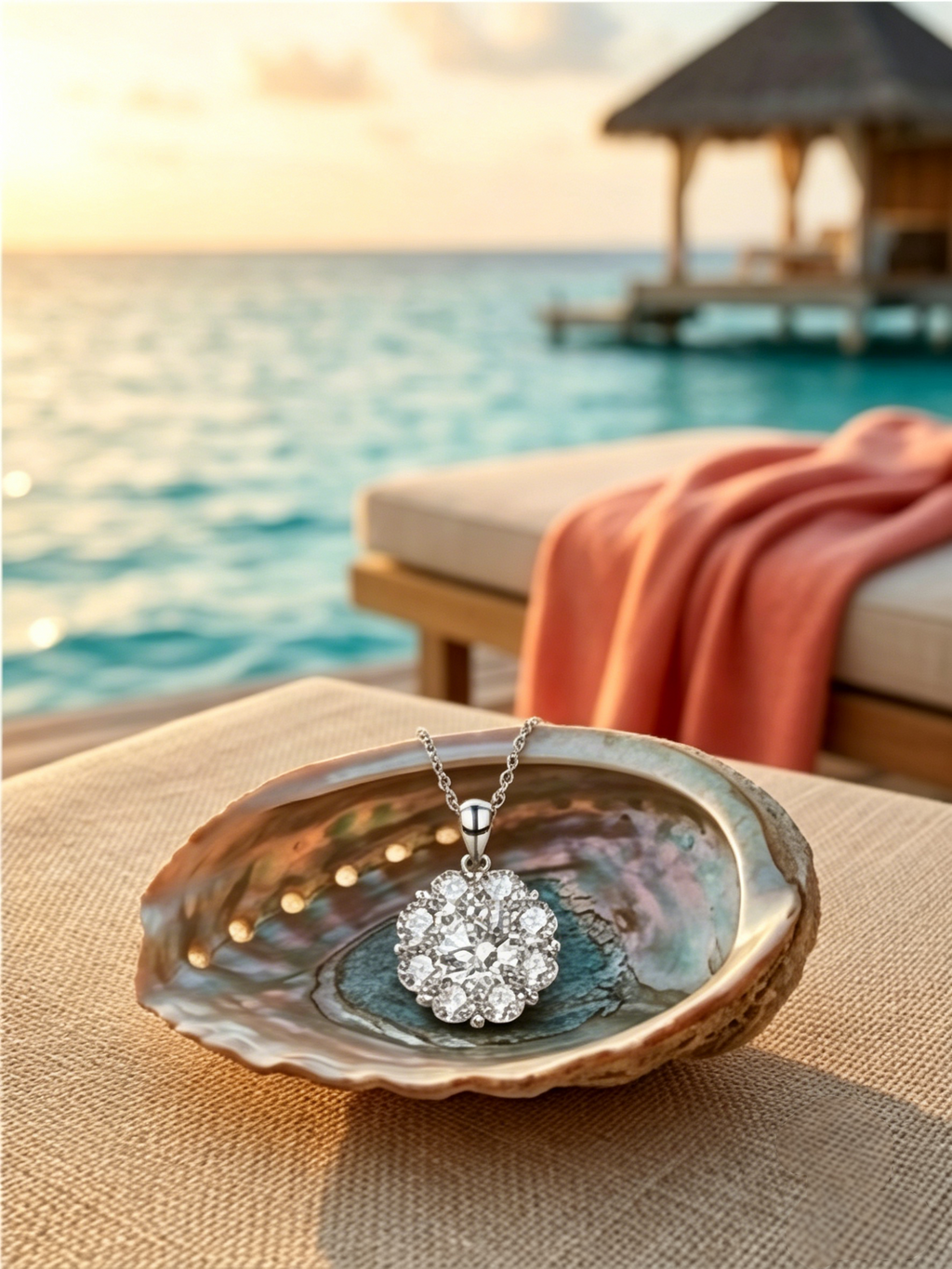MSD.300 Floral Cluster Moissanite Necklace | 6.5mm Round Brilliant Laboratory Diamond Alternative | TARA AYARH LUNE