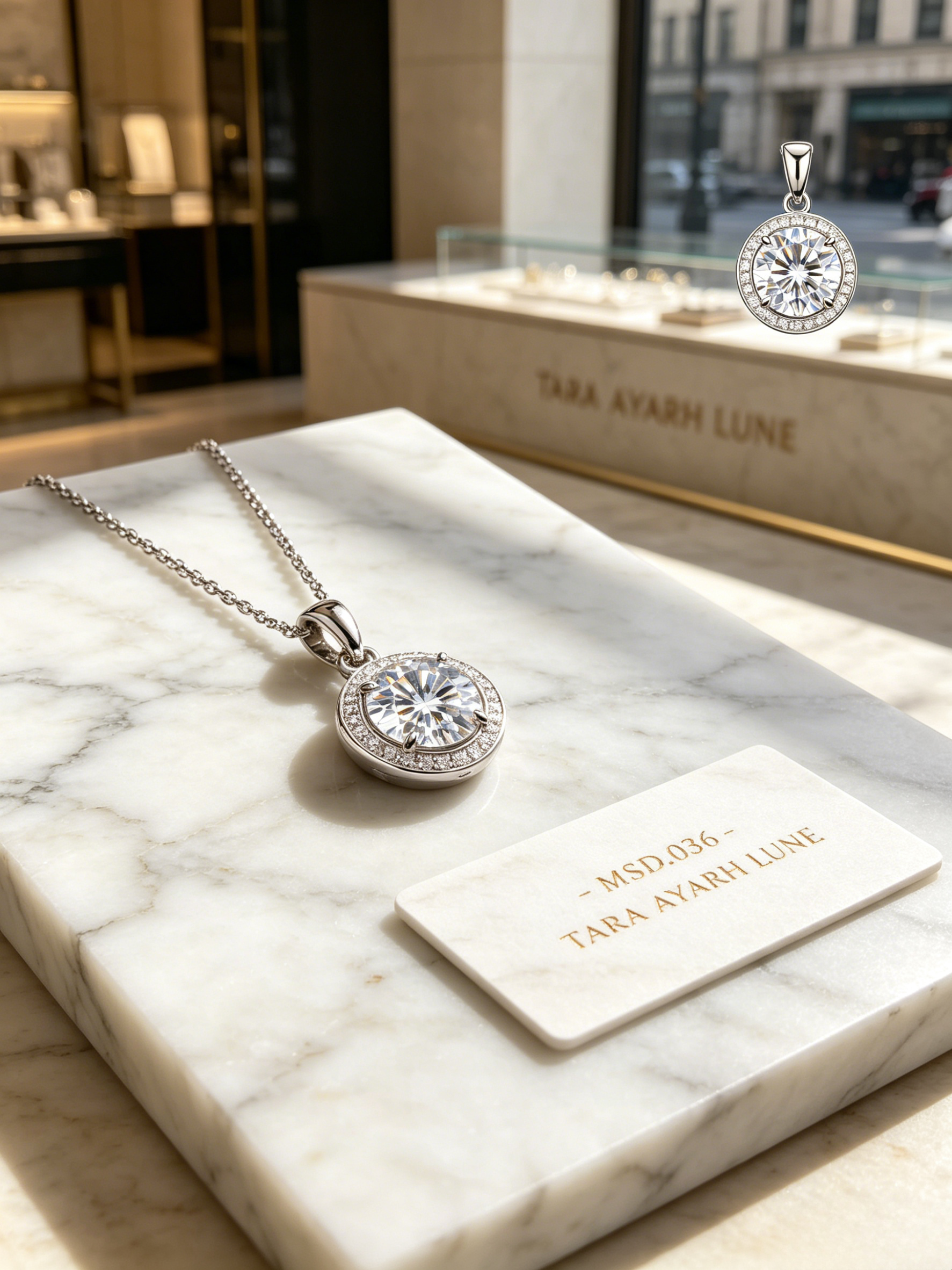 MSD.036|The "Orbital" Solitaire Pendant | 1ct Round-Cut Moissanite in Minimalist Bezel Setting