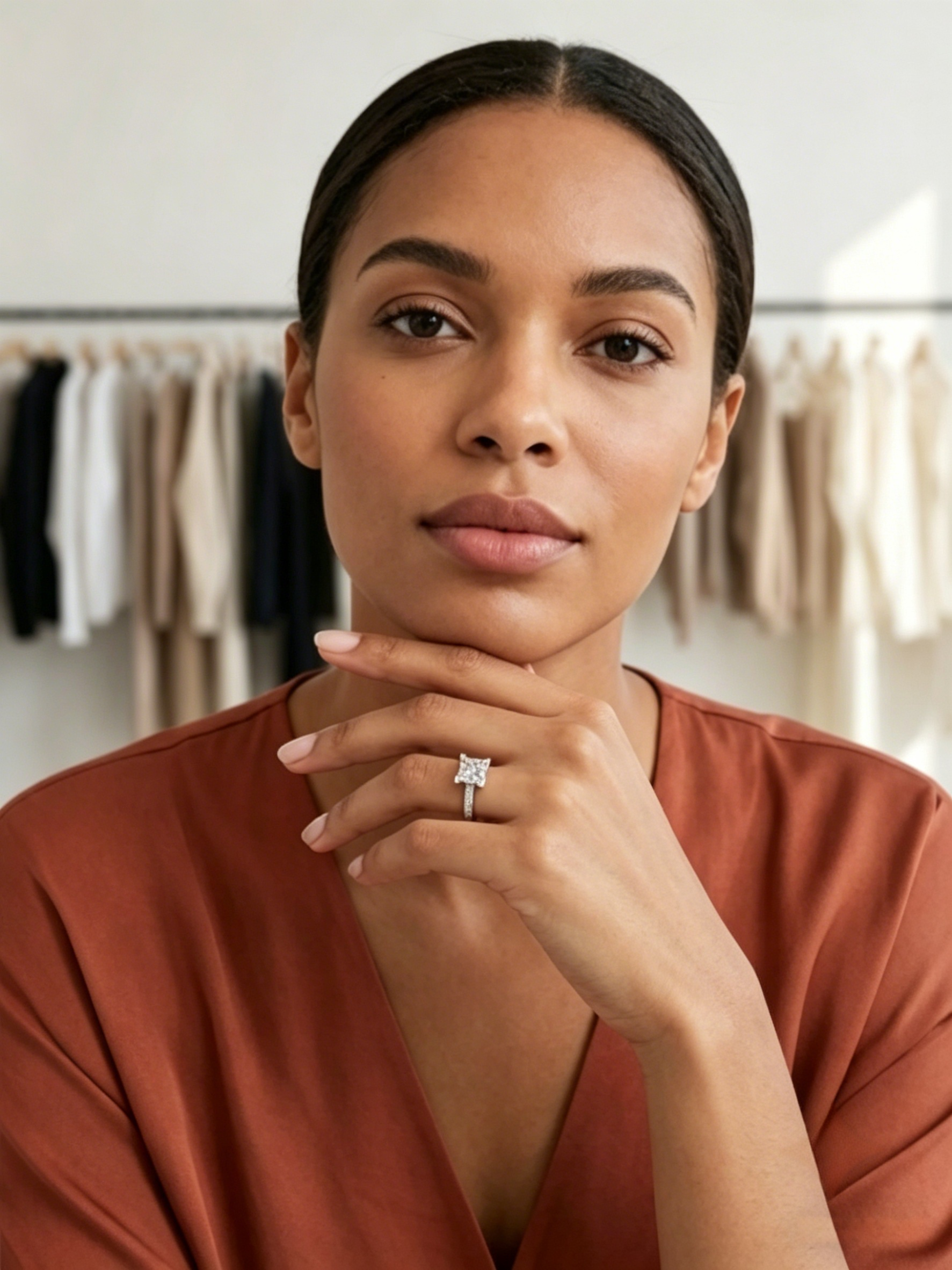 MSR.044 Modern Princess Solitaire | 7.0mm Square Moissanite with Micropavé Shank | TARA AYARH LUNE