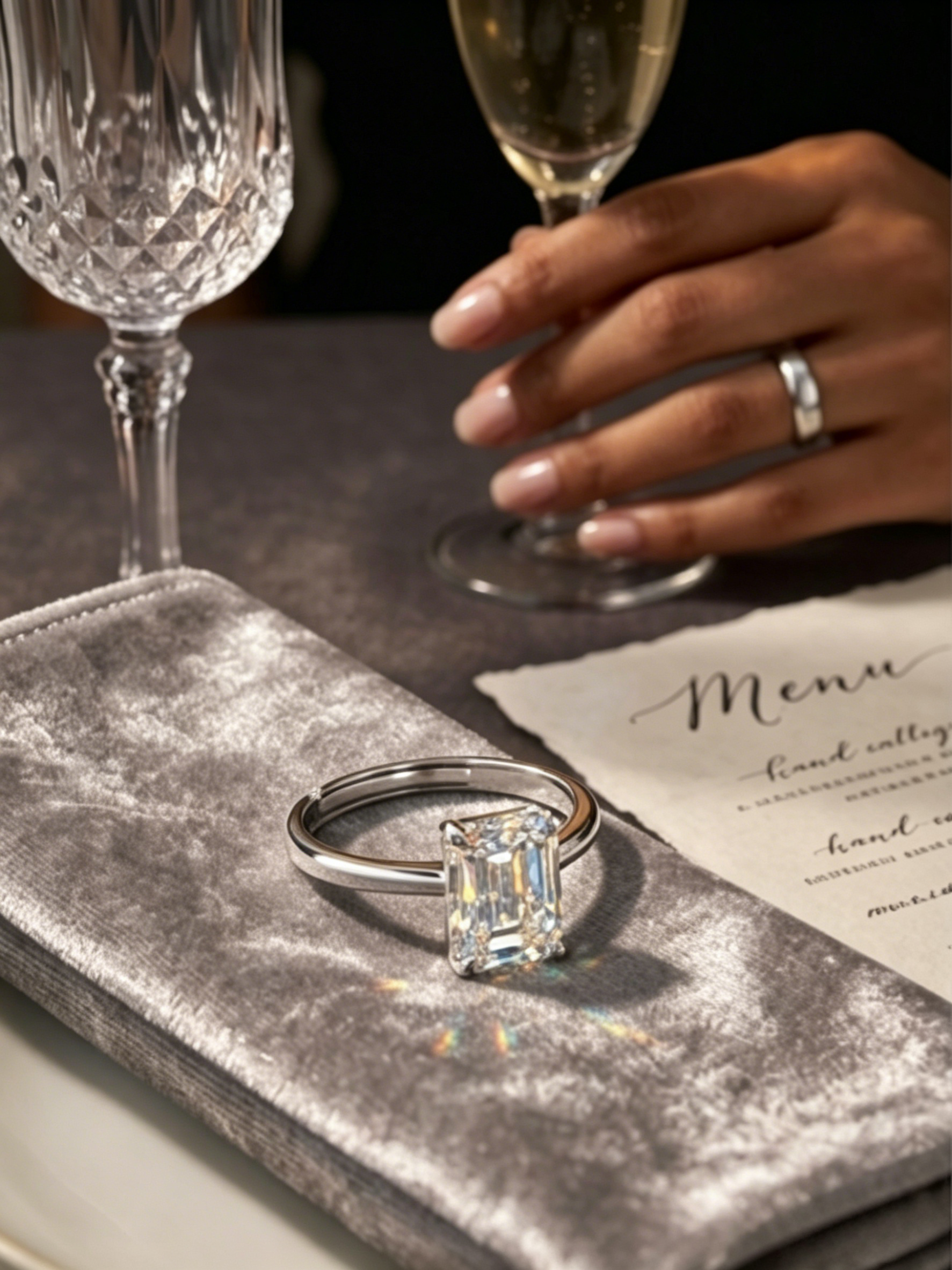 MSR.048 Emerald-Cut Statement Ring | 5x7mm Moissanite with Timeless Four-Prong Setting | TARA AYARH LUNE