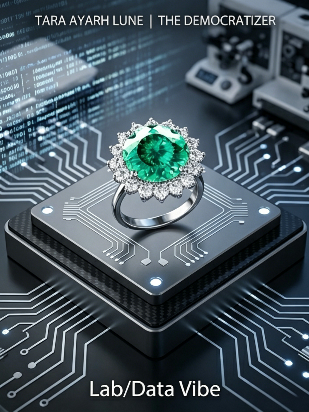 MSR.432 The "Solaris Empress" Statement Ring | 5ct Brilliant-Cut Green Moissanite Sunflower Halo - High-Voltage Lab Luxury
