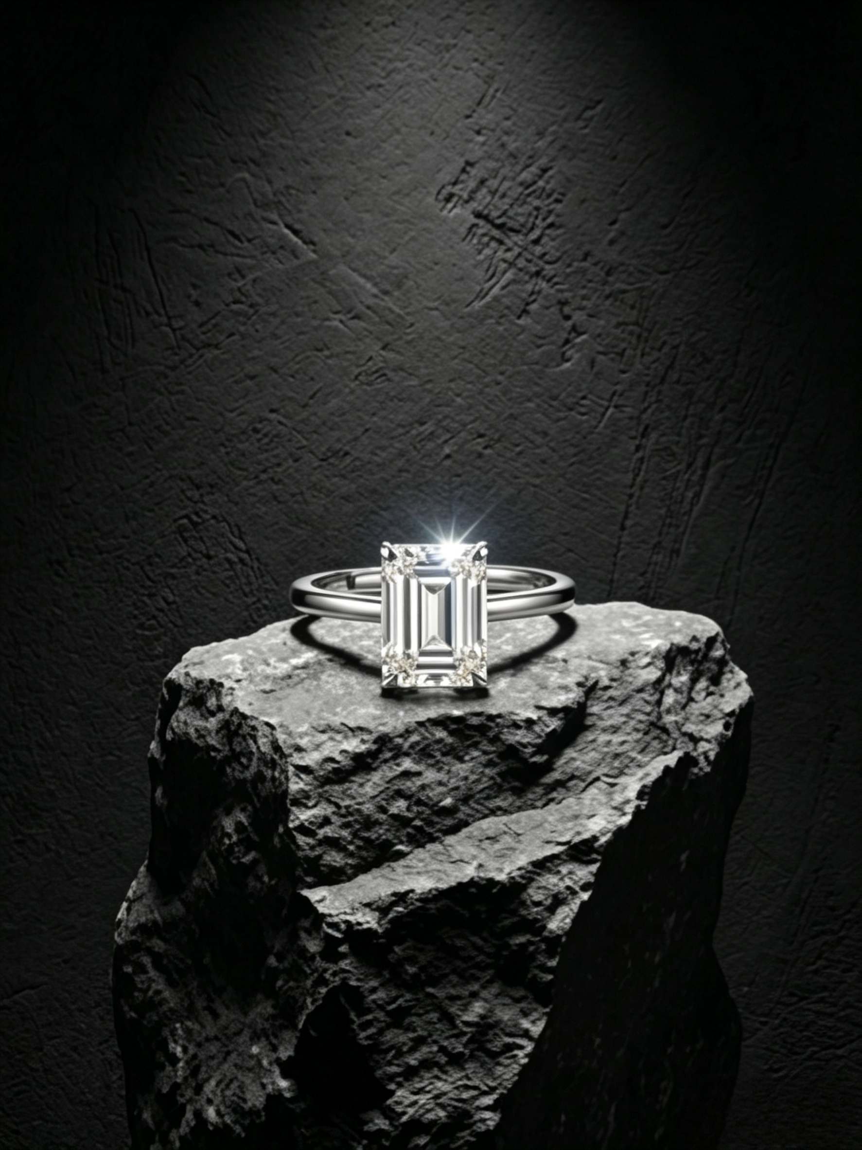 MSR.048 Emerald-Cut Statement Ring | 5x7mm Moissanite with Timeless Four-Prong Setting | TARA AYARH LUNE