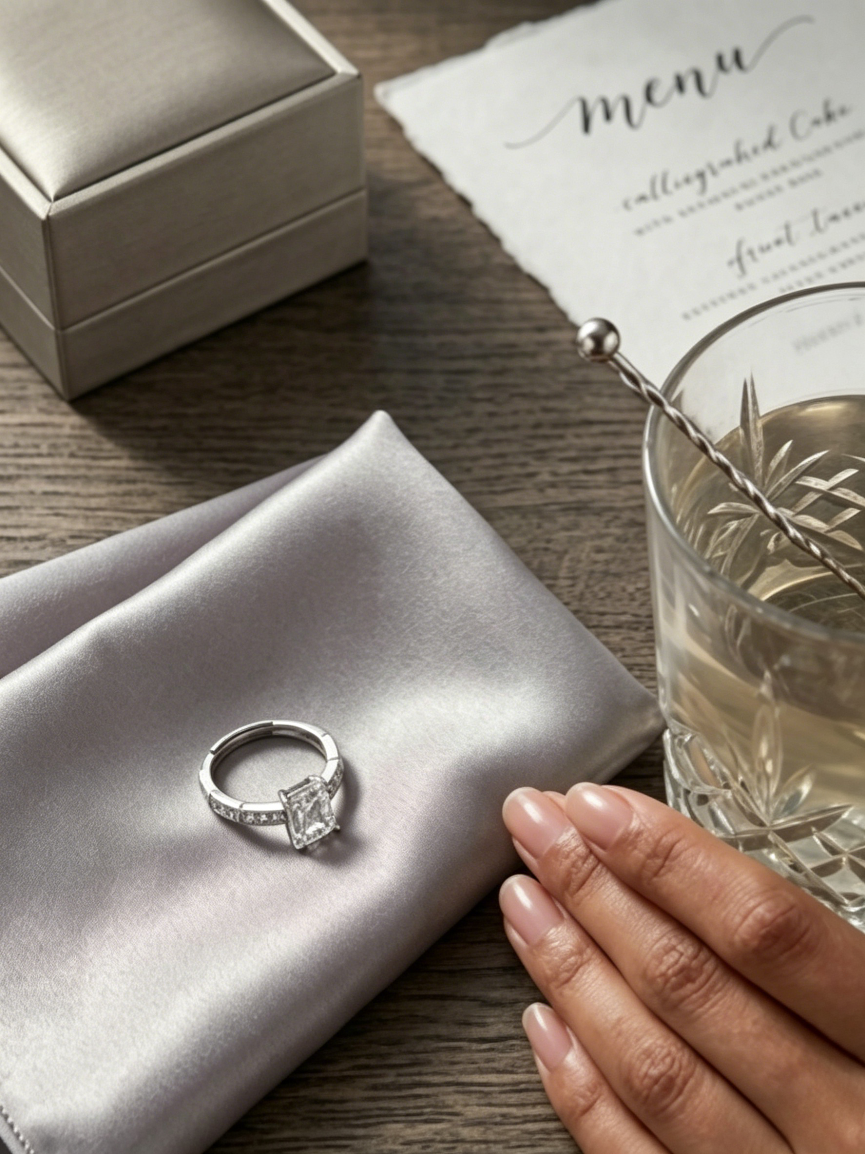 MSR.052 Romantic Carousel Solitaire | 5x7mm Emerald-Cut Moissanite with Geometric Accents | TARA AYARH LUNE