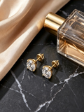 MSE.434 The Essential Moissanite Studs: Round Cut 4-Prong Earrings in 14K Gold & Sterling Silver Finishes
