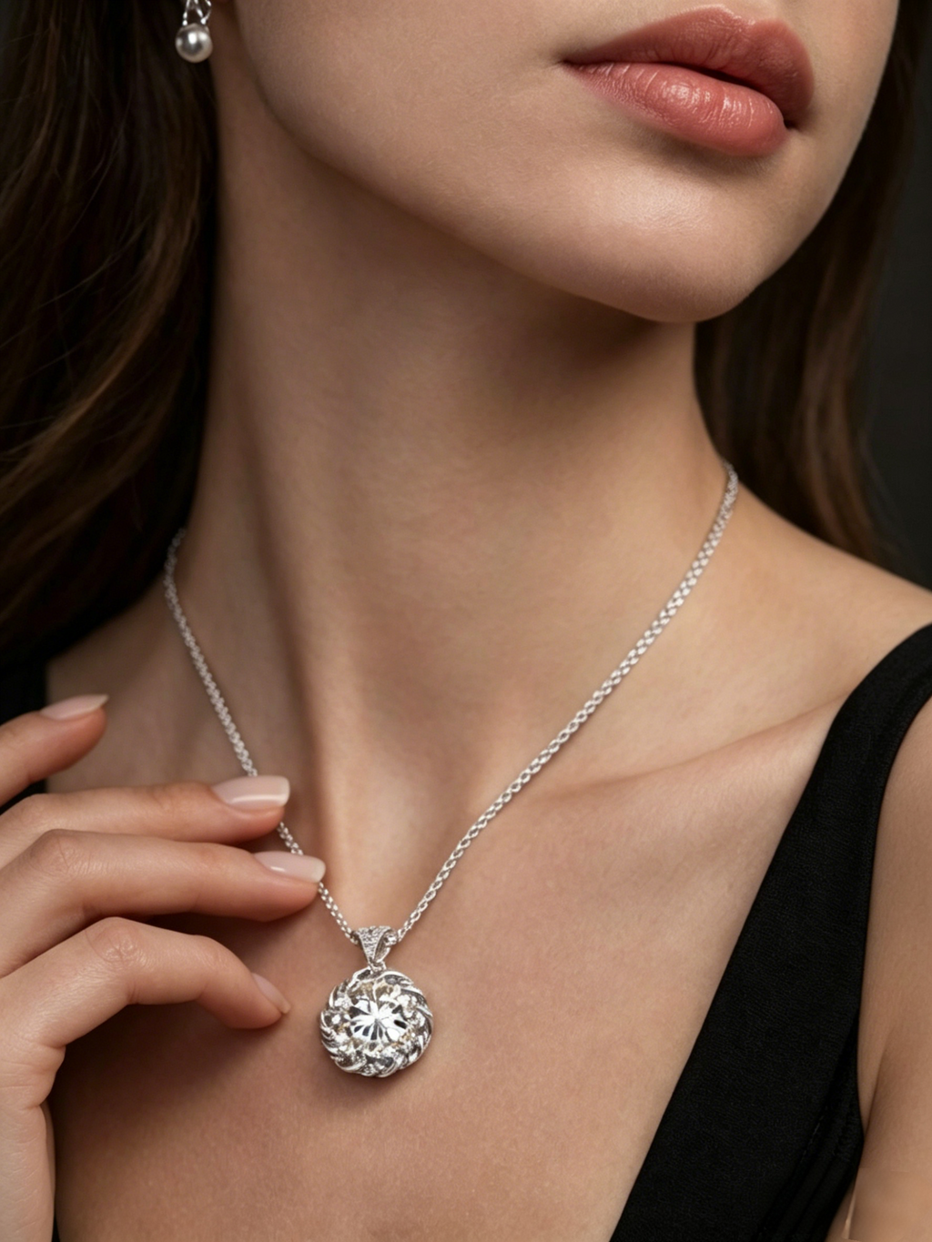MSD.294|3 Carat Round Brilliant Moissanite Pendant Necklace – Classic Solitaire Design, 925 Sterling Silver | Engineered Diamond Alternative