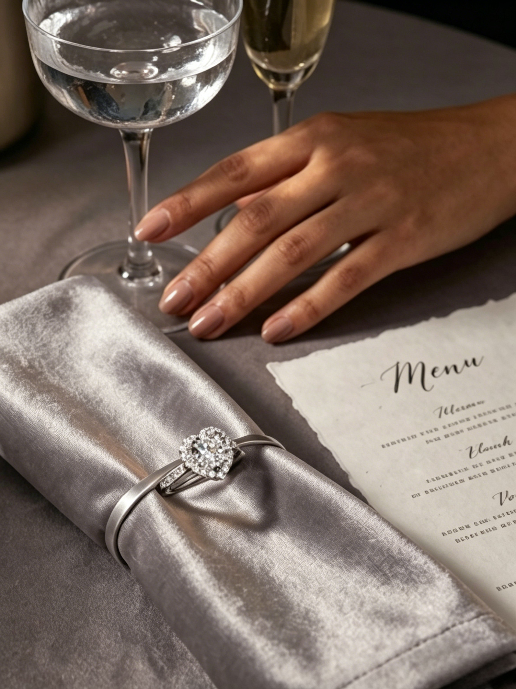 MSR.080 Sweetheart Statement Ring | 6.5mm Round Moissanite with Heart-Shaped Pavé Border | TARA AYARH LUNE