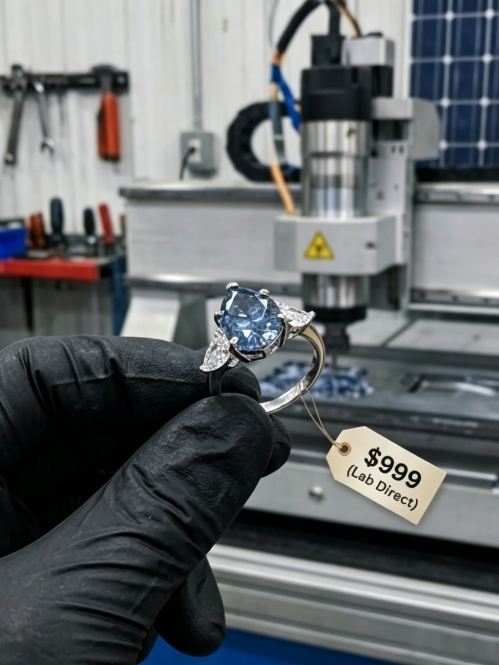 MSR.408Bo7#The Celestial Teardrop | 6ct Pear-Cut "Deep-Sea" Moissanite Trilogy Ring - Future & Truth Edition