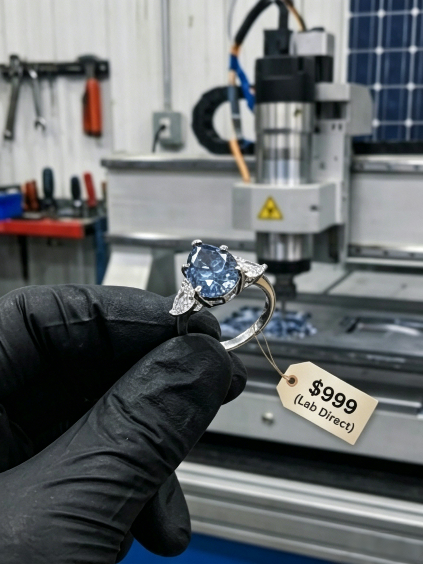 MSR.408Bo7#The Celestial Teardrop | 6ct Pear-Cut "Deep-Sea" Moissanite Trilogy Ring - Future & Truth Edition