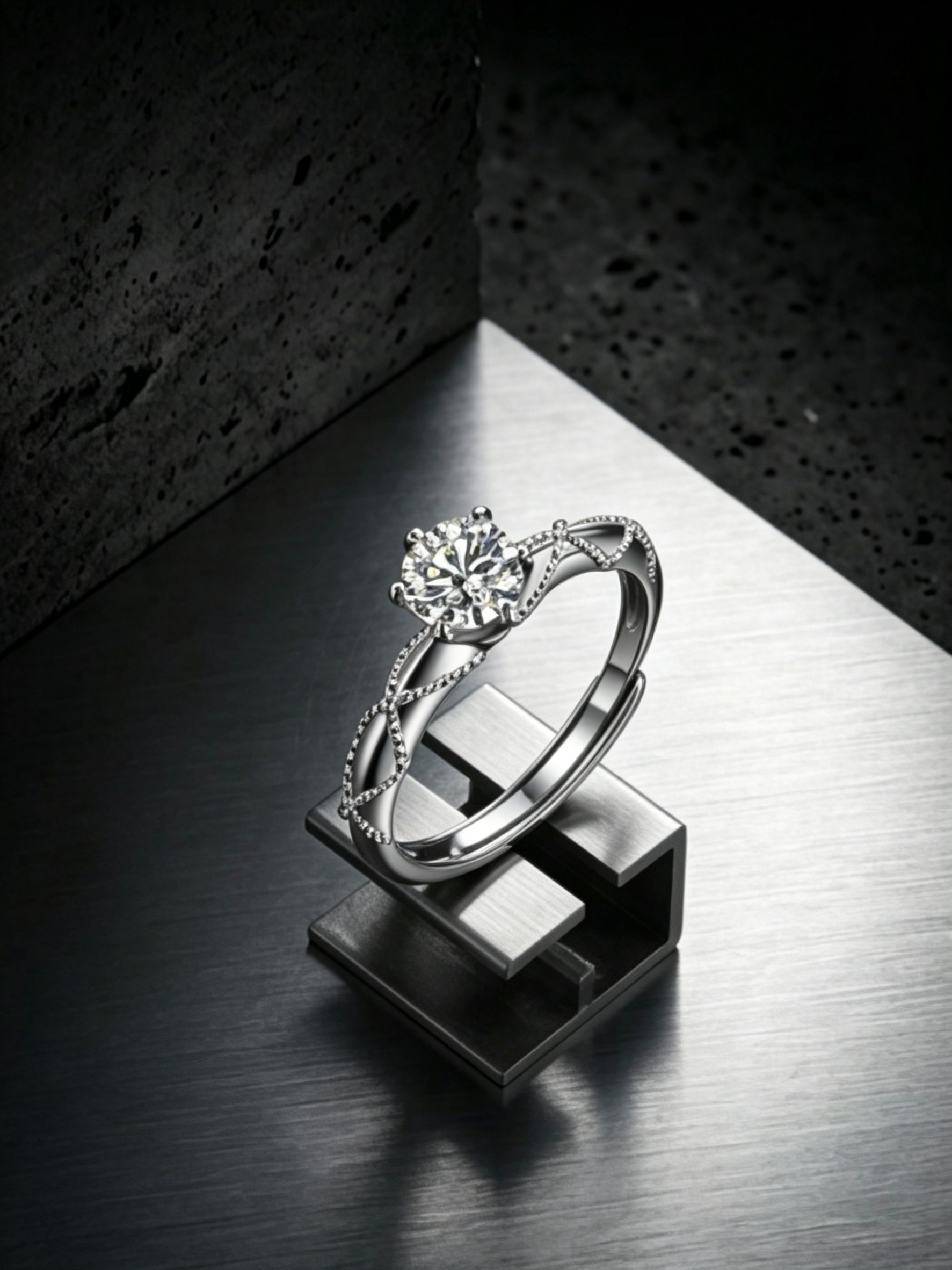 MSR.090 Ethereal Nature-Inspired Ring | 6.5mm Round Moissanite with Milgrain Vine Detailing | TARA AYARH LUNE