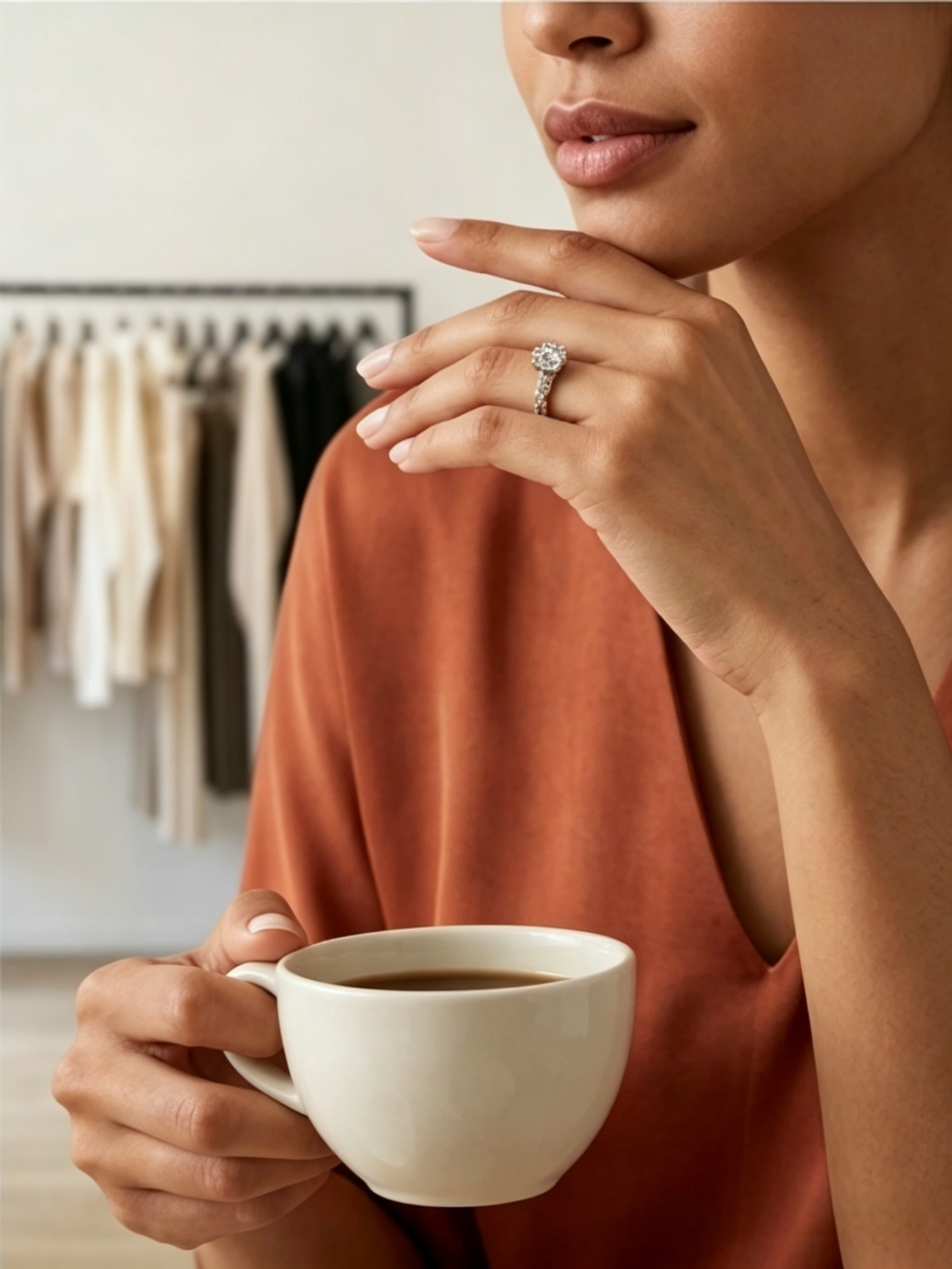 MSR.090 Ethereal Nature-Inspired Ring | 6.5mm Round Moissanite with Milgrain Vine Detailing | TARA AYARH LUNE