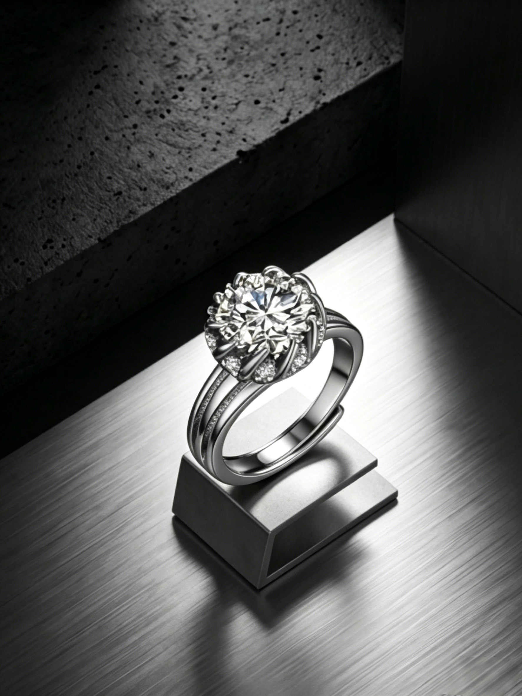 MSR.351 Celestial Statement Ring | 9.0mm Round Moissanite with Intricate Spiraling Accents | TARA AYARH LUNE