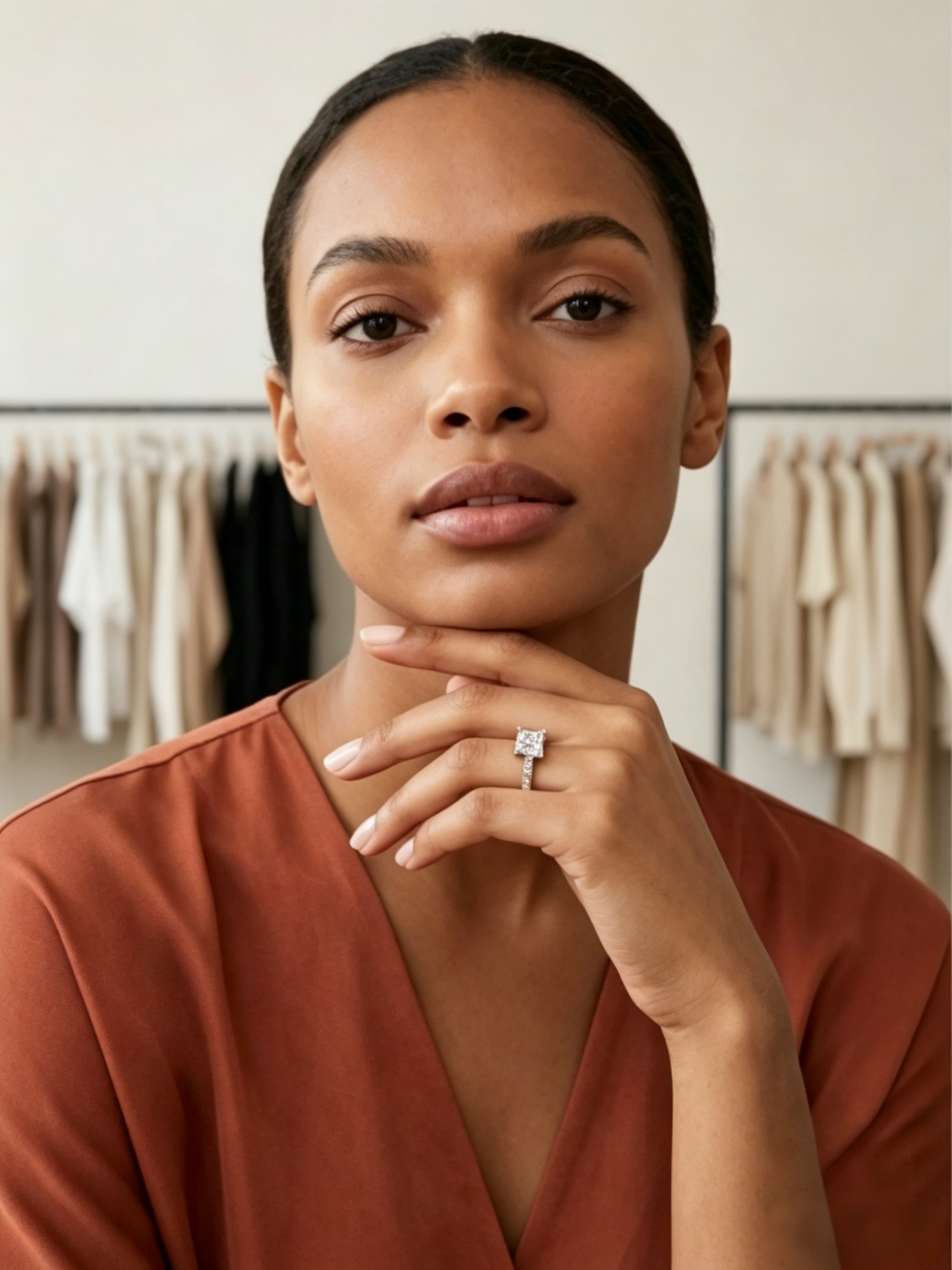 MSR.203 Modern Princess Solitaire | 5.5mm Moissanite with Shared-Prong Pavé Accents | TARA AYARH LUNE